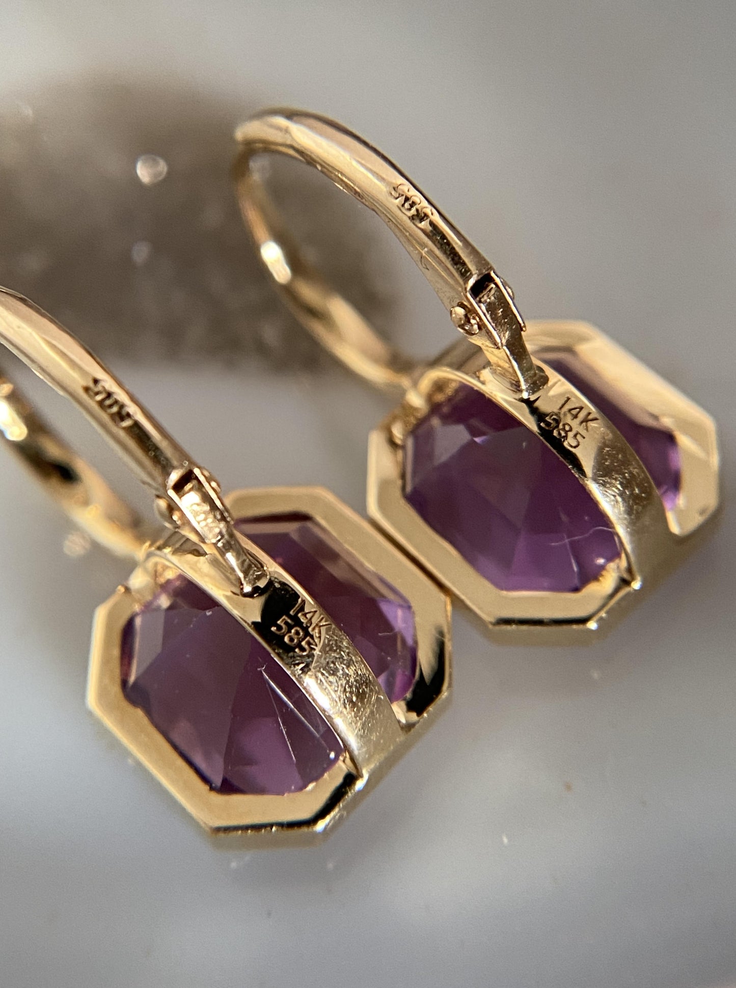 Bezel Amethyst Earrings