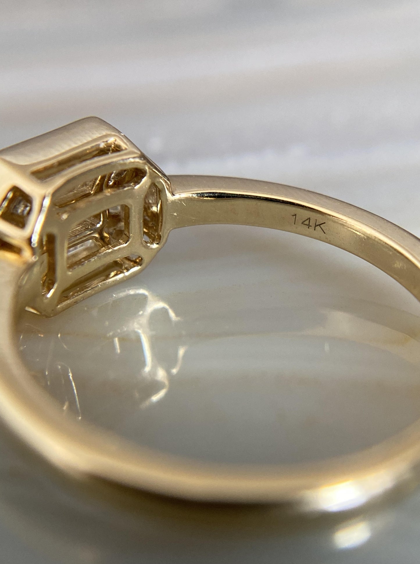 Bezel East West Emerald Seamless Diamond Cluster Ring