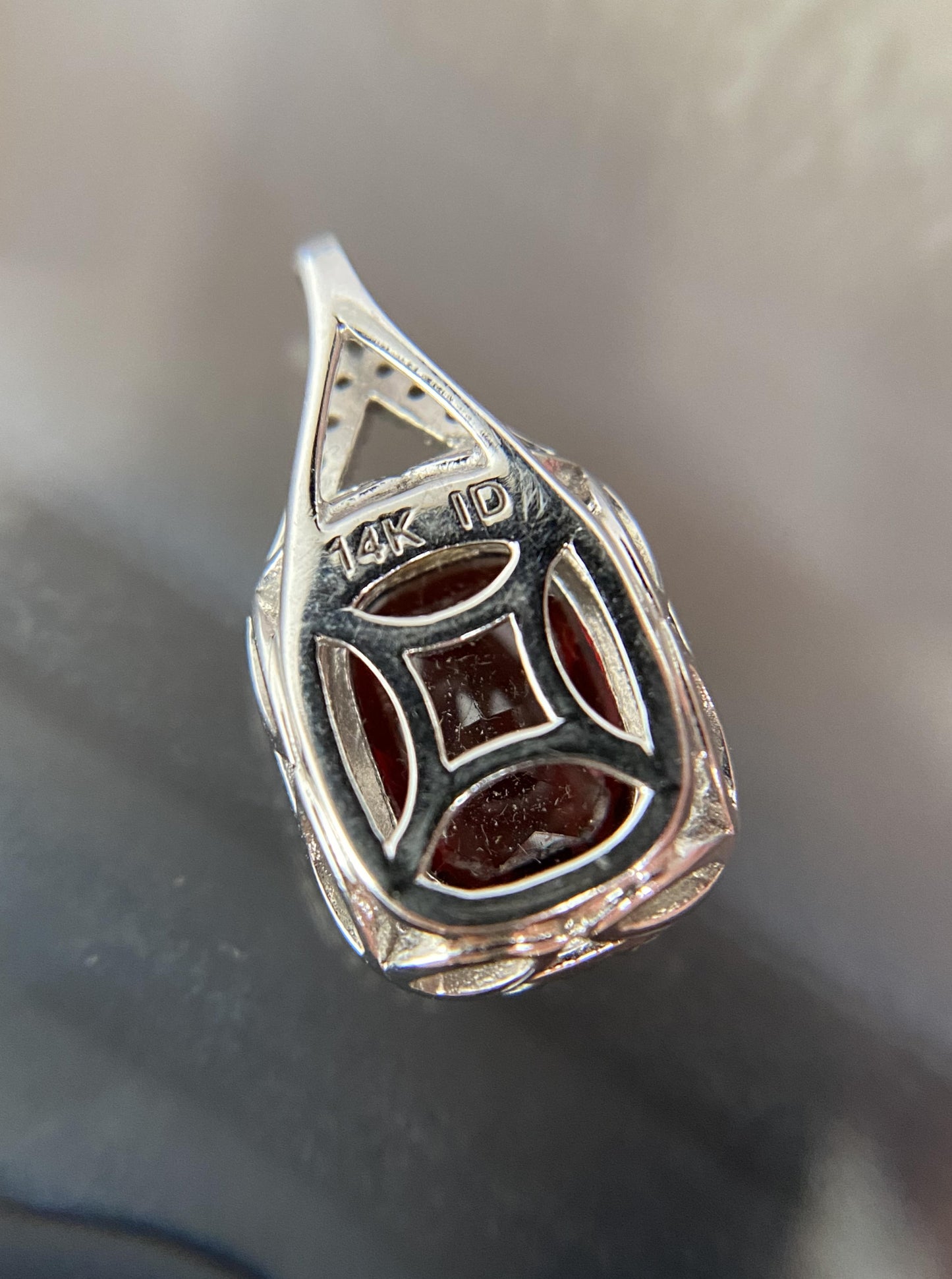 Garnet Pendant With Diamond Halo