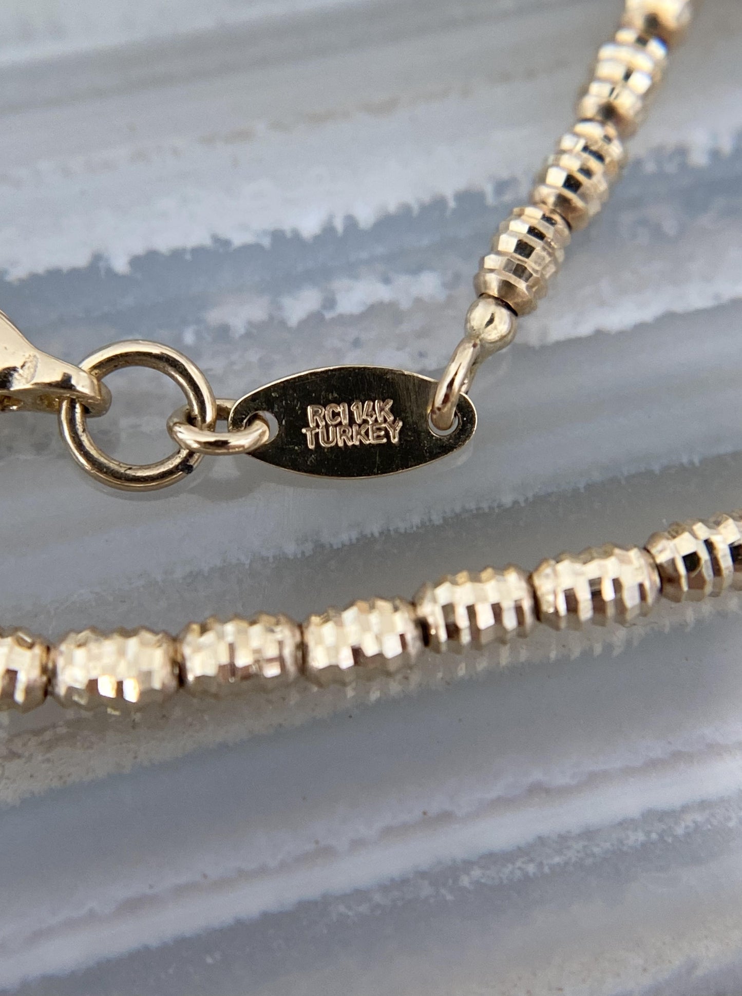 14k Beaded Diamond Cut Bracelet