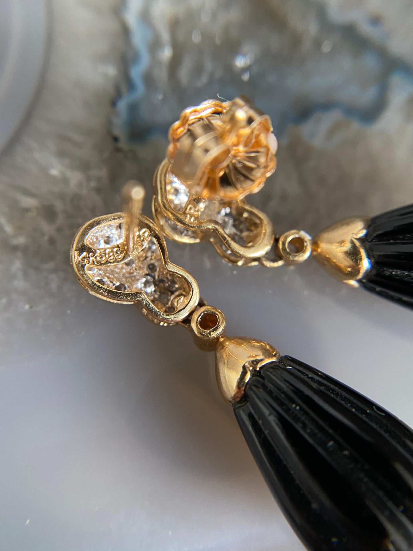 Vintage Onyx Dangle Earrings