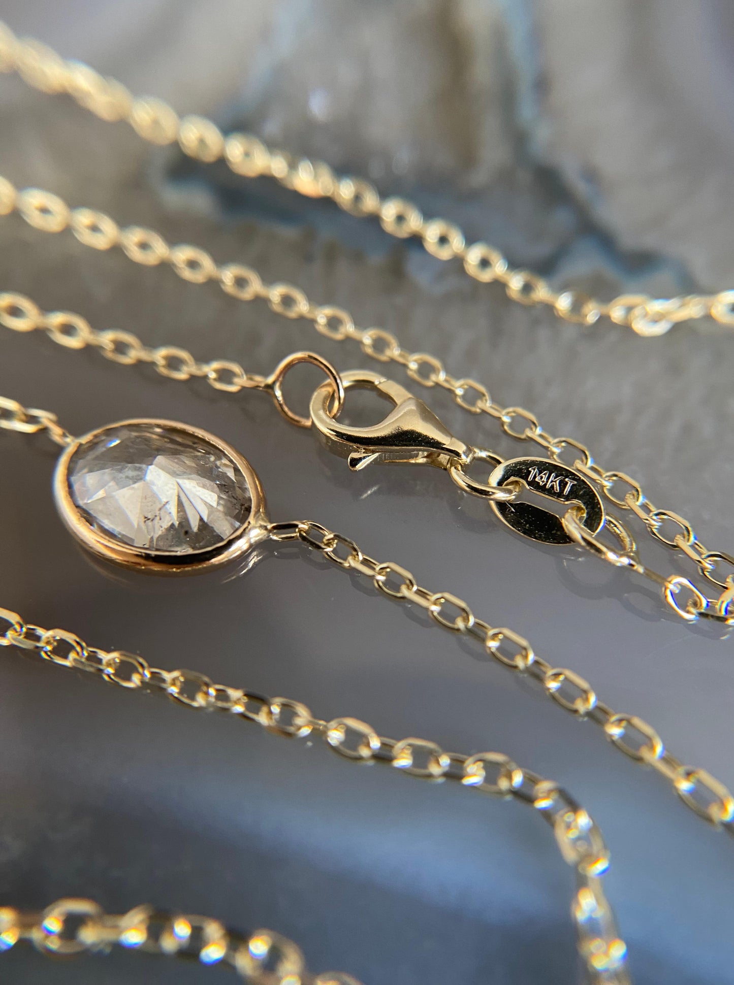 Oval Diamond Bezel Necklace