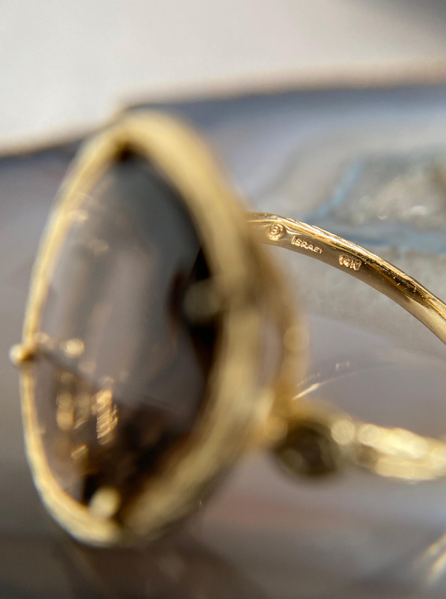 Smokey Quartz Texture Bezel Ring