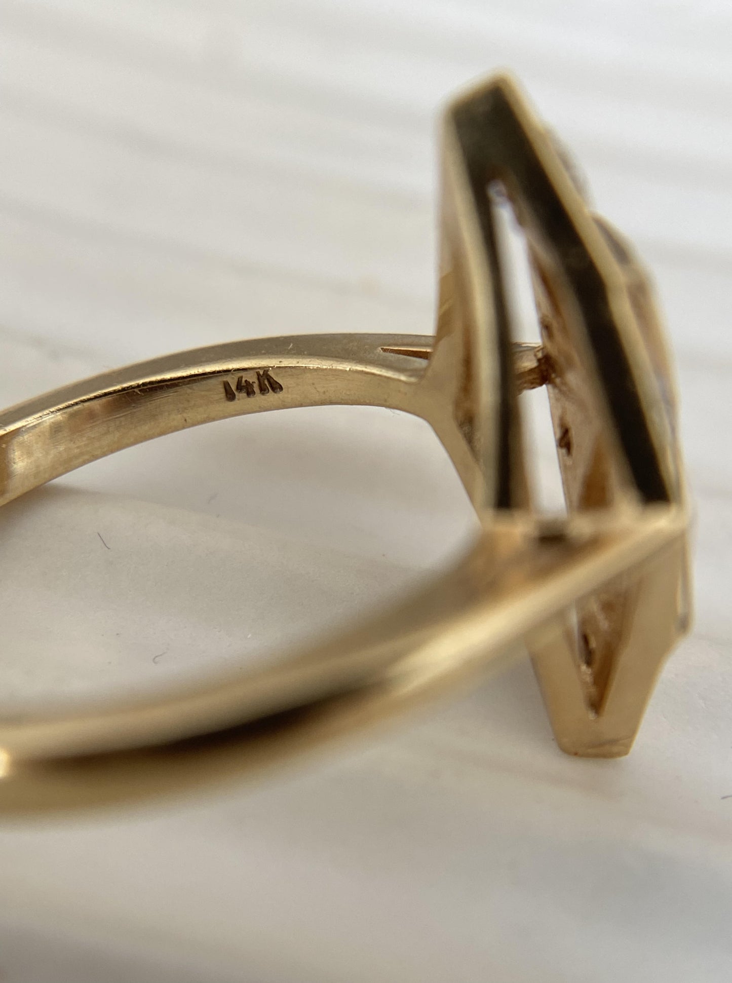 Vintage Celestial Triangle Pattern Diamond Ring