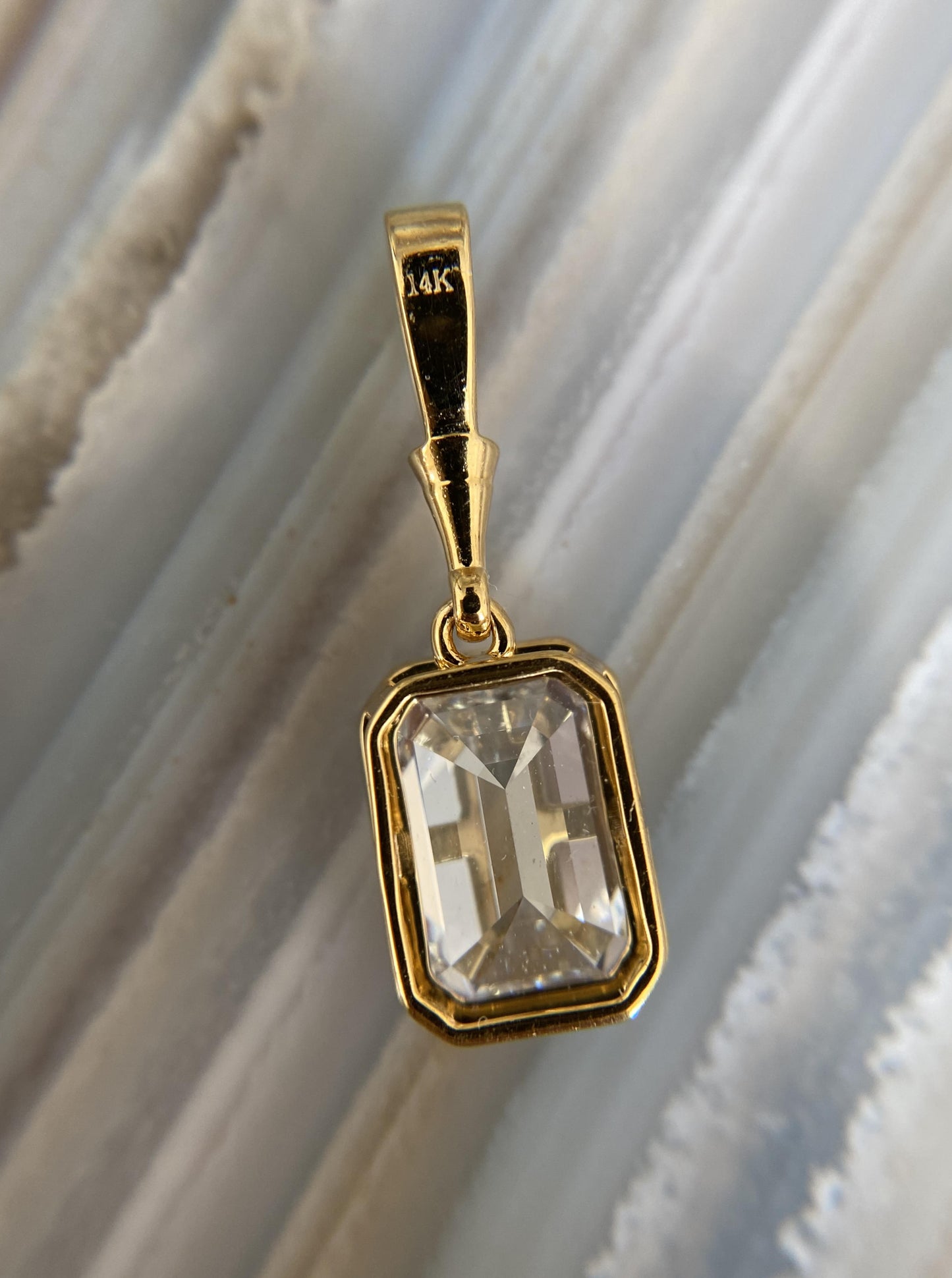 Emerald Cut Lab Diamond Charm
