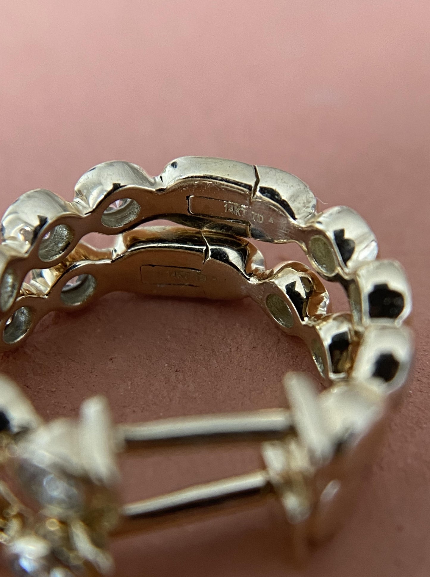 14K Bezel Diamond Hoops