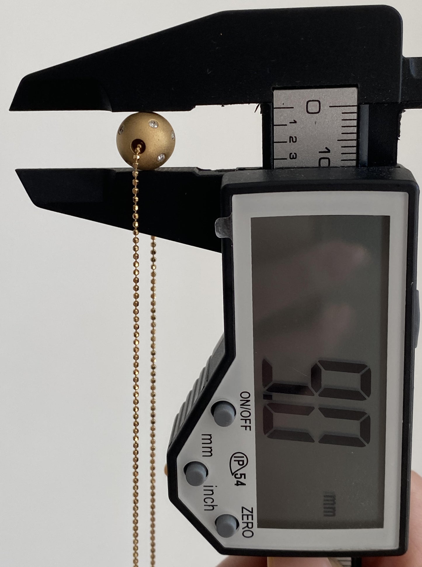 Soild Gold Diamond Ball Charm Necklace