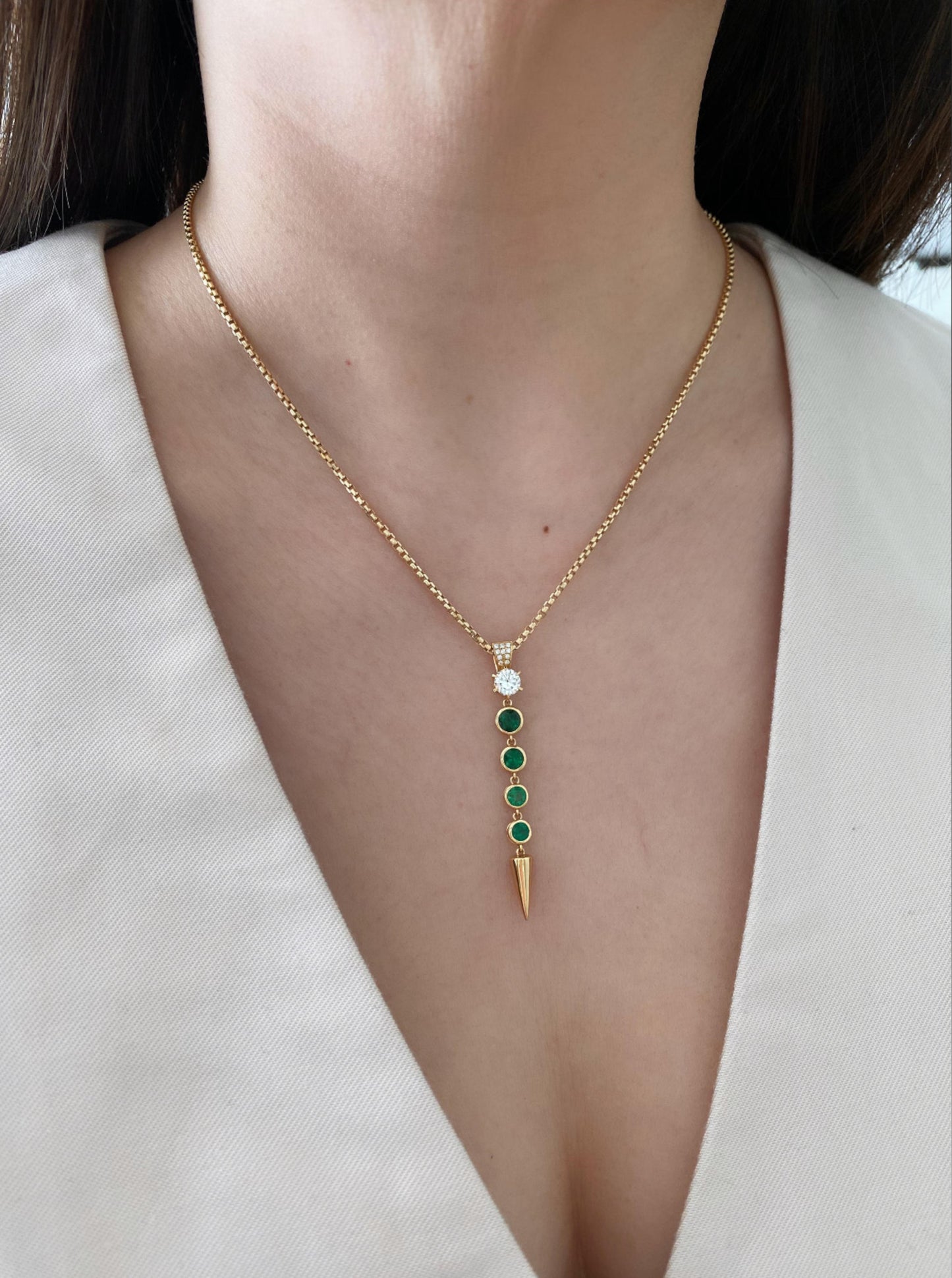 Emerald & Diamond Drop Charm