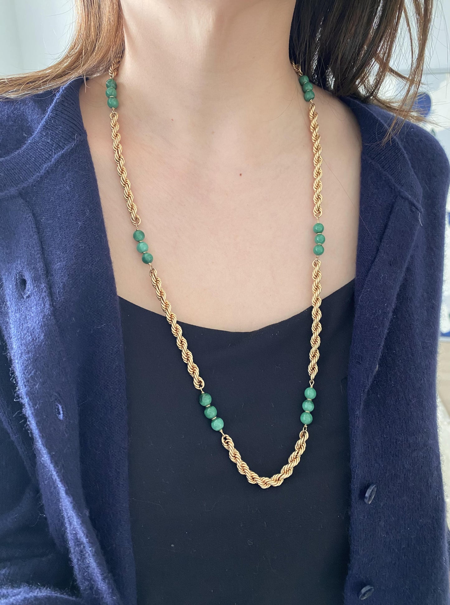 Malachite Beaded Rope Chain
