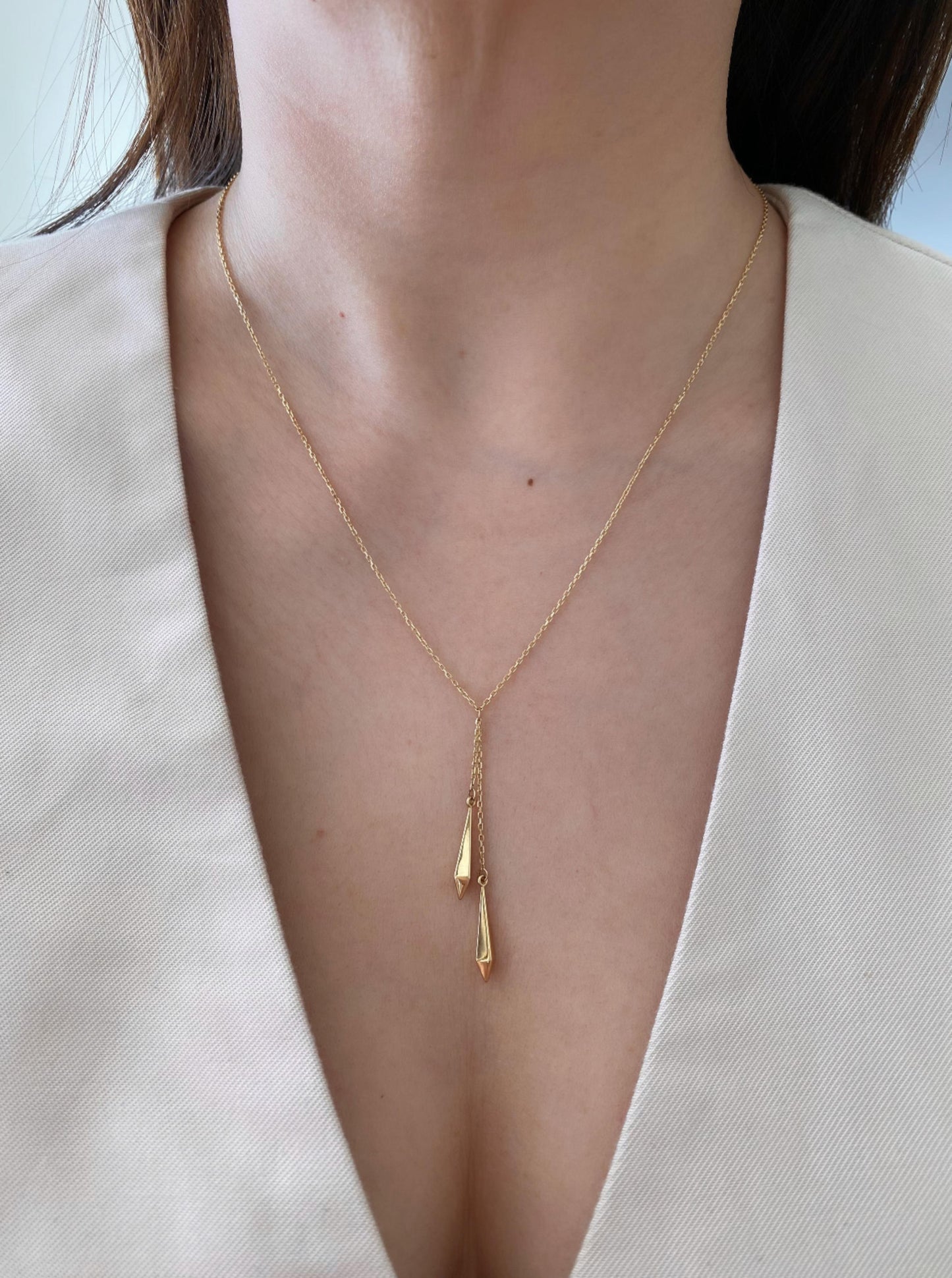 Double Spheres Lariat Necklace