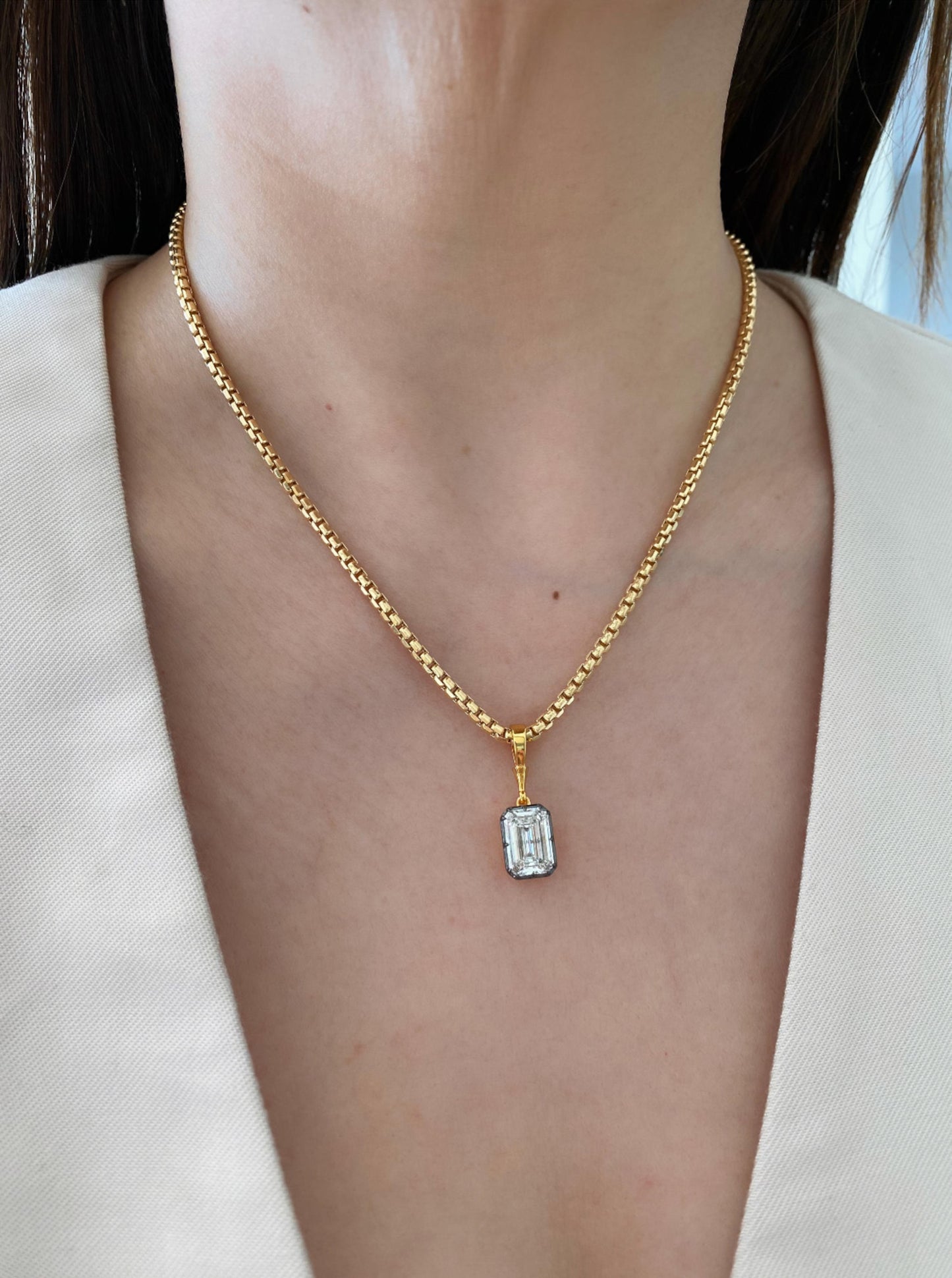 Emerald Cut Lab Diamond Charm