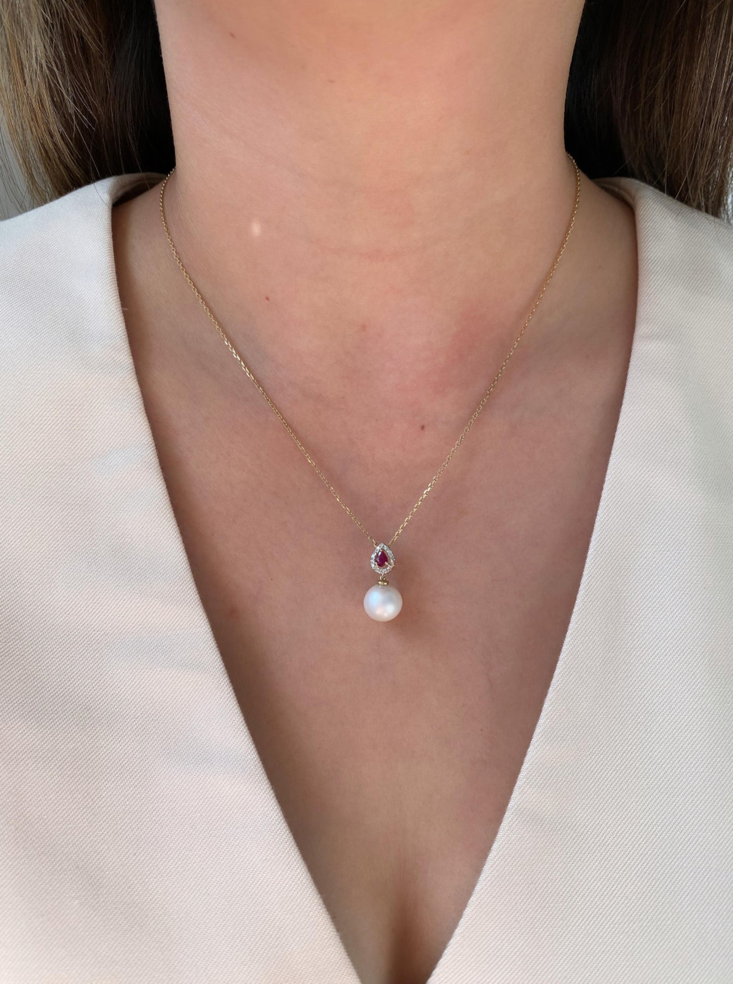 Ruby & Pearl Diamond Necklace