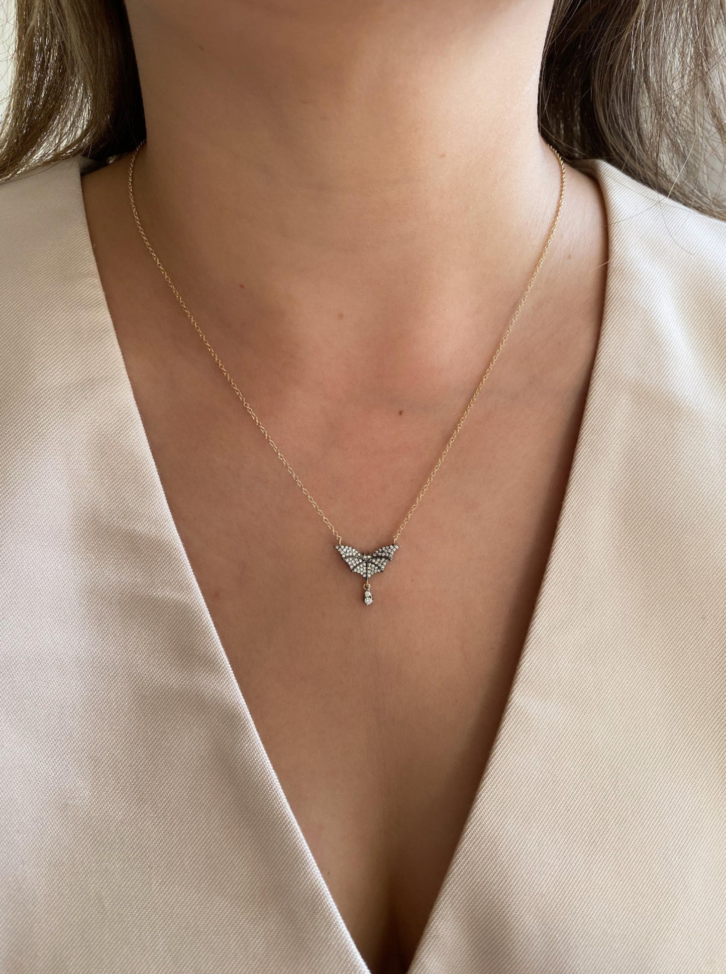 Diamond Bat Necklace