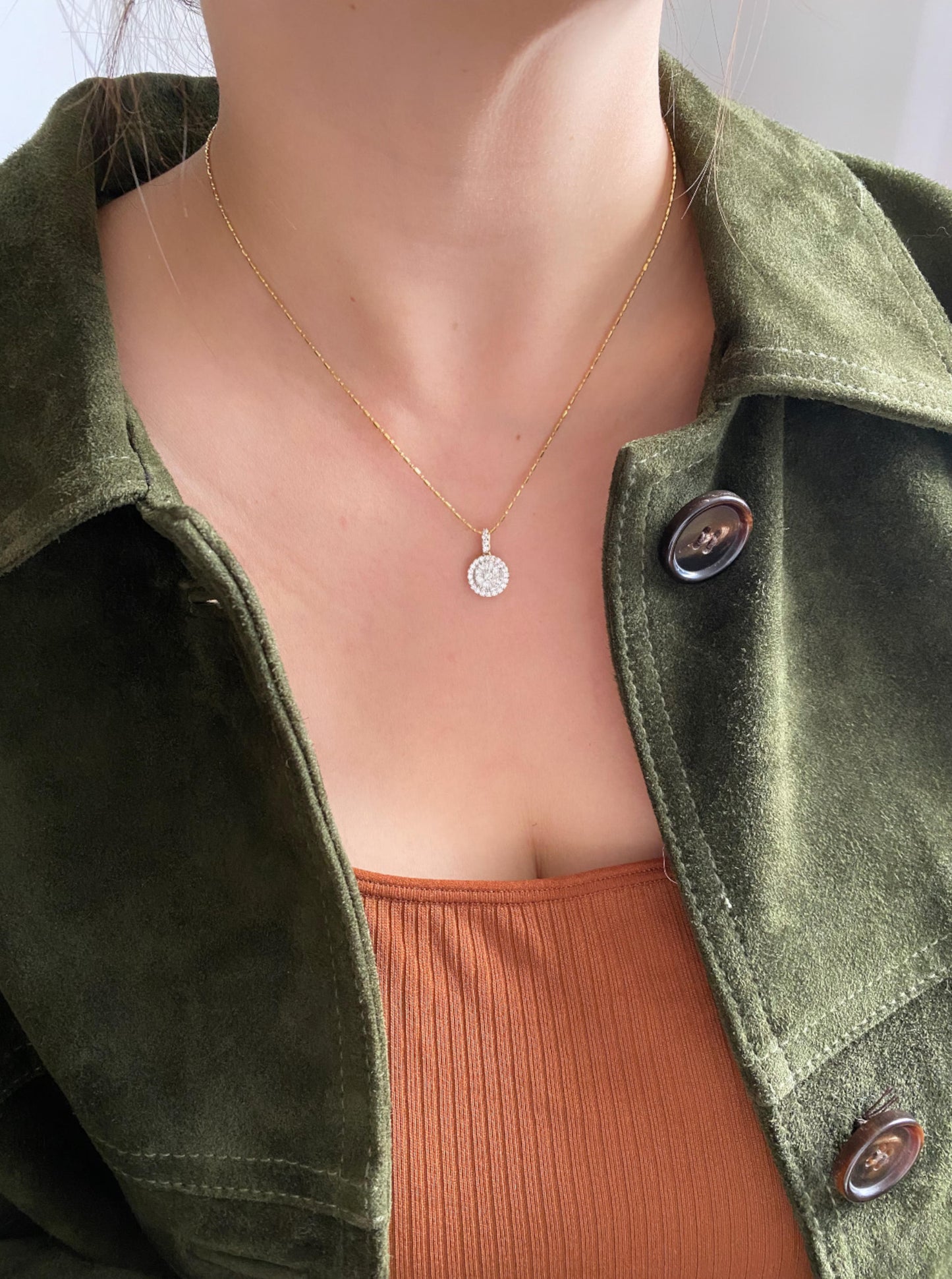 Diamond Cluster Pendant Necklace