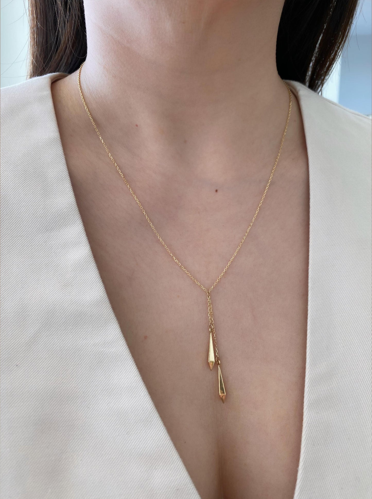 Double Spheres Lariat Necklace