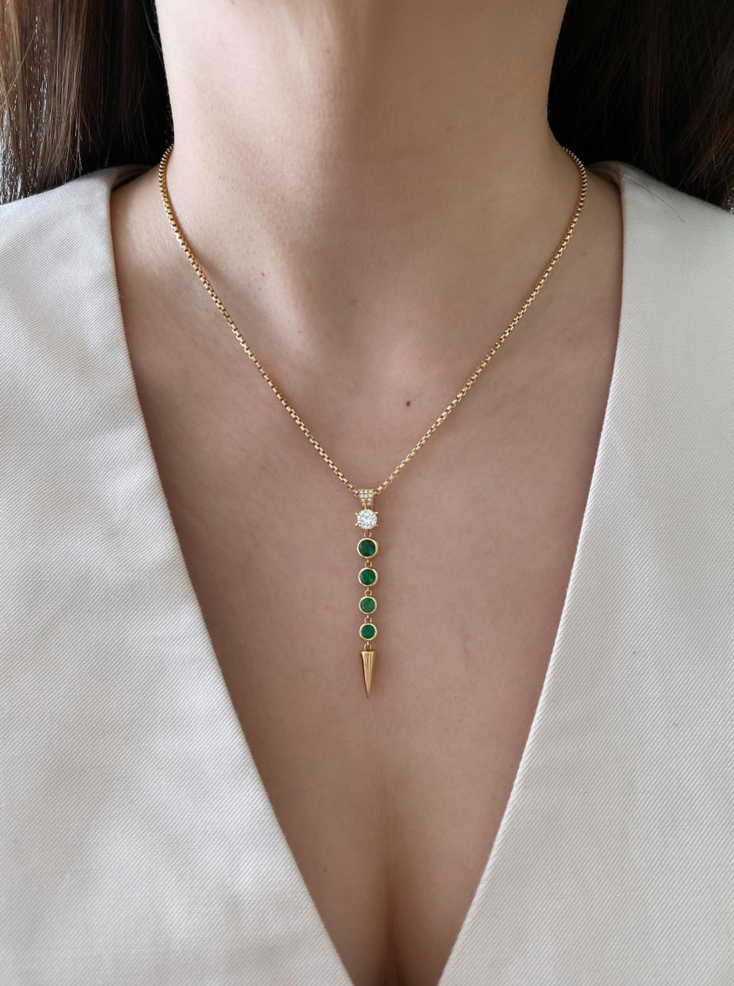 Emerald & Diamond Drop Charm