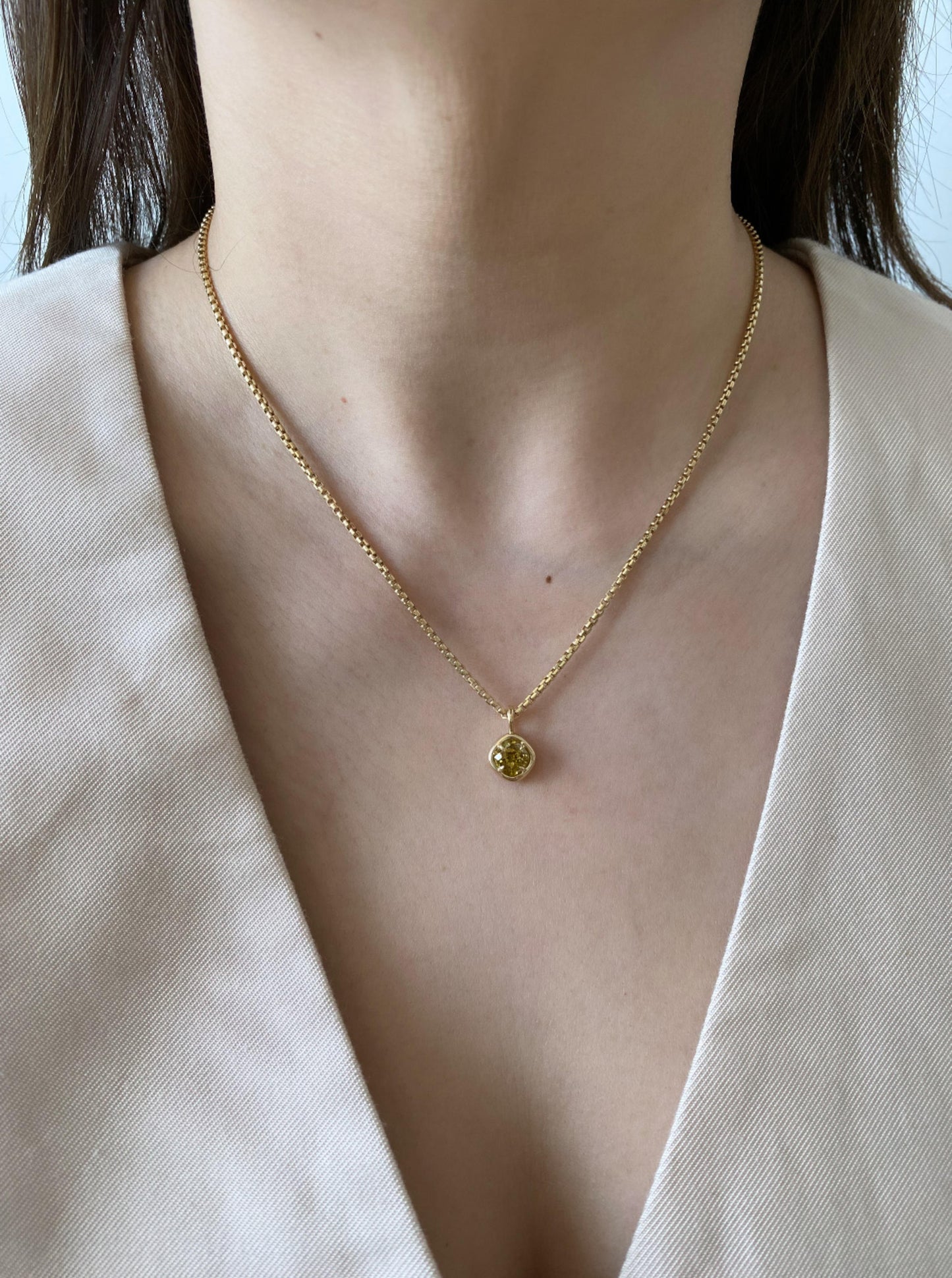 Yellow Cushion Diamond Charm