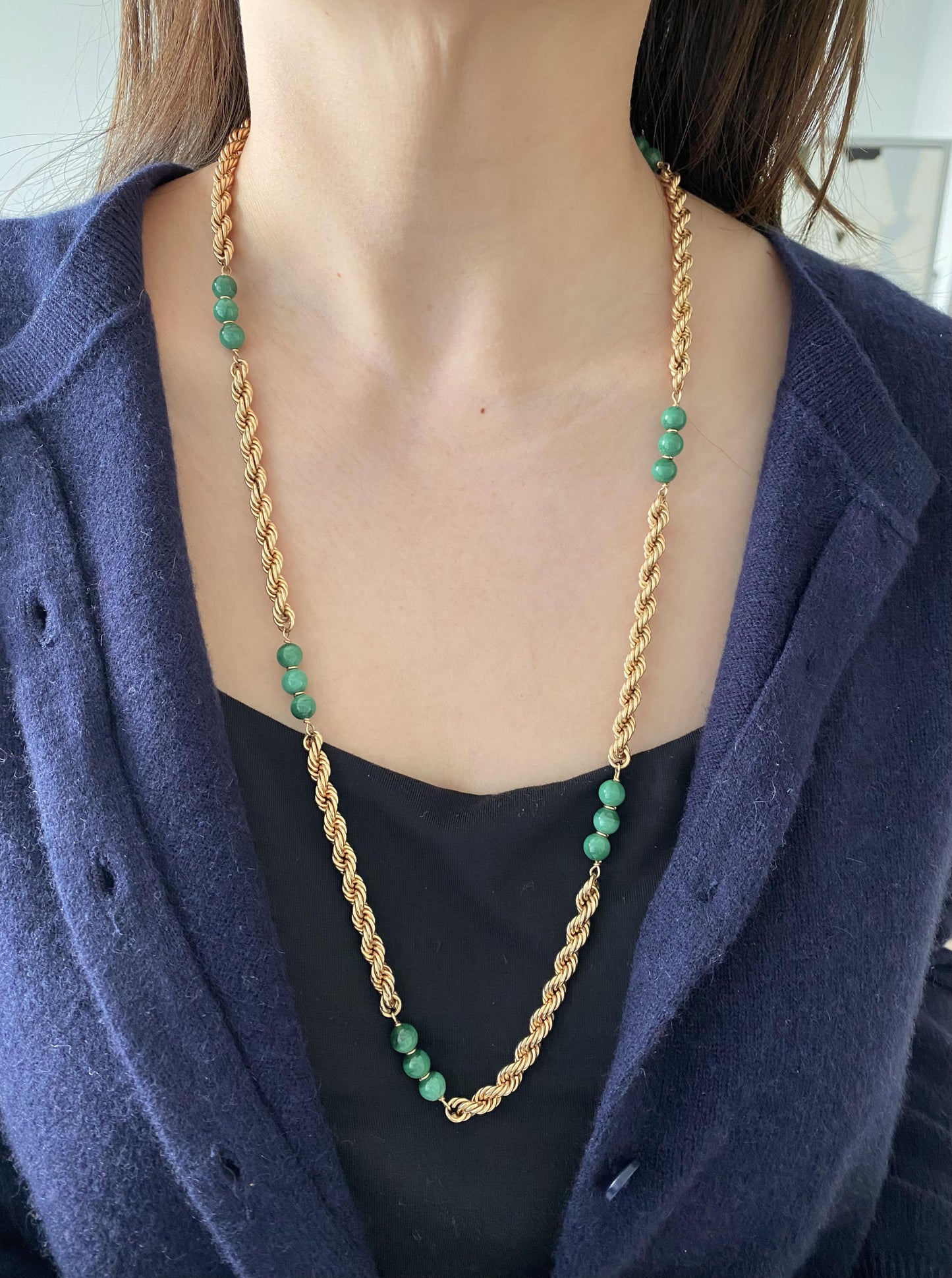 Malachite Beaded Rope Chain