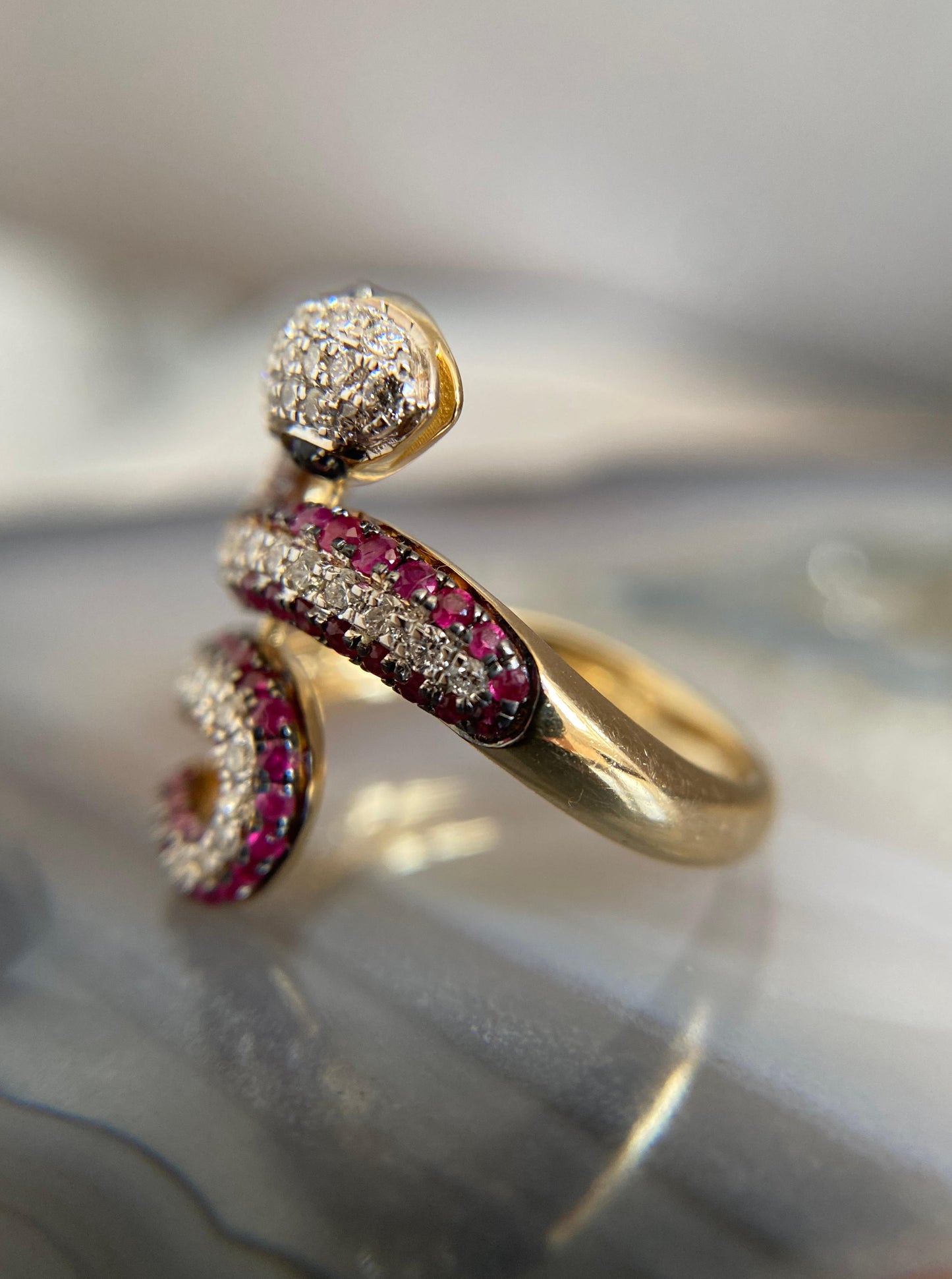 Reserved for Cin- Ruby and Diamond Snake Ring