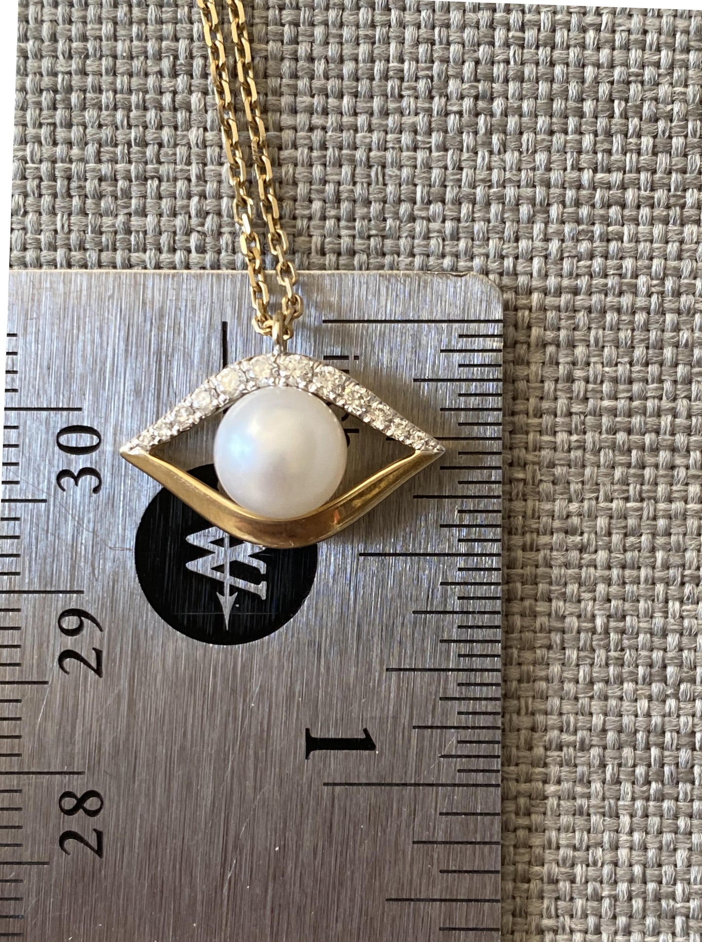 Pearl Evil Eye Diamond Necklace