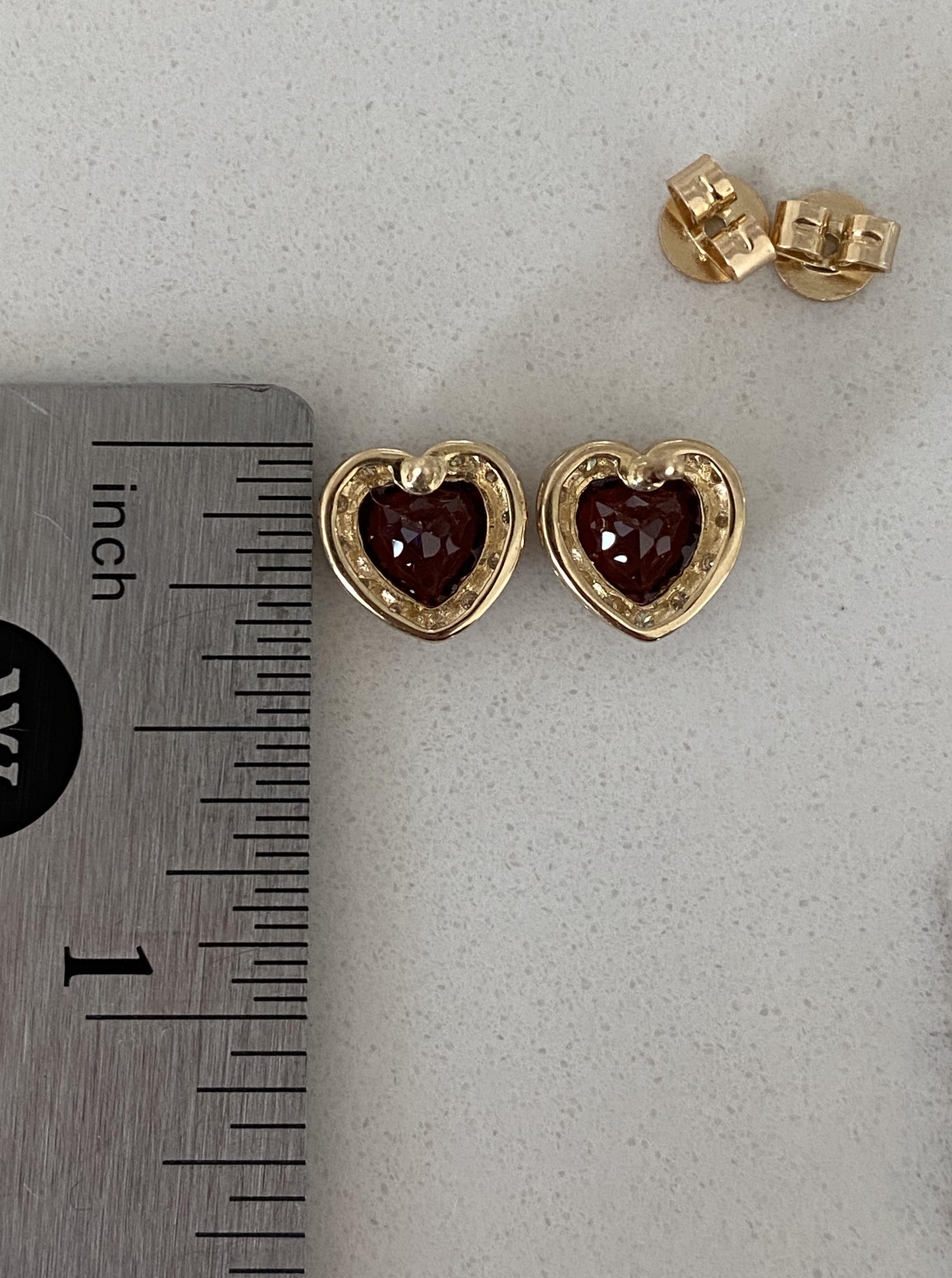Heart Garnet Studs