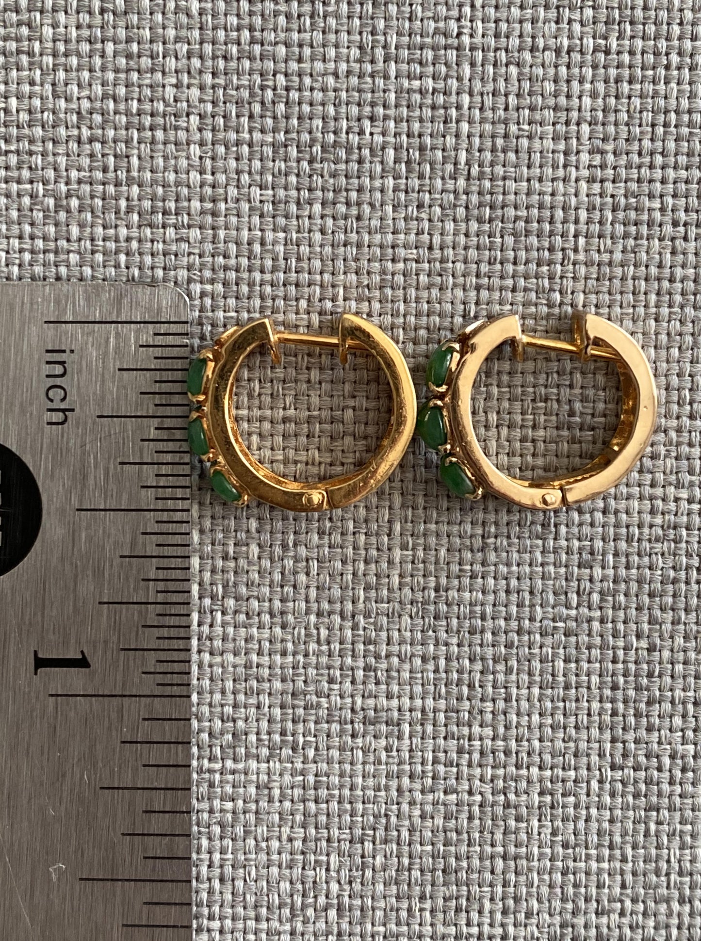 Green Cabochon Huggies