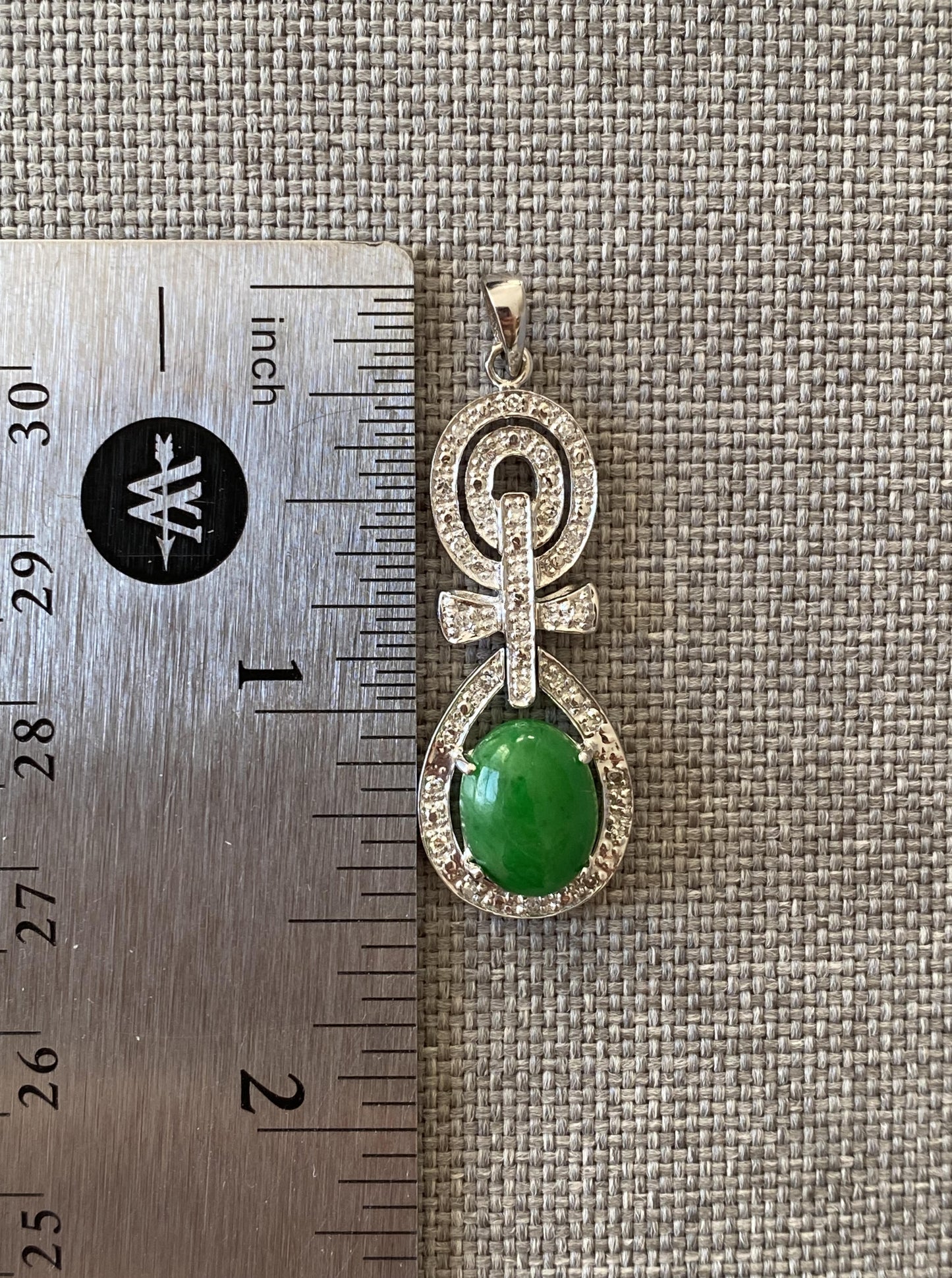 Estate Diamond & Jade Pendant