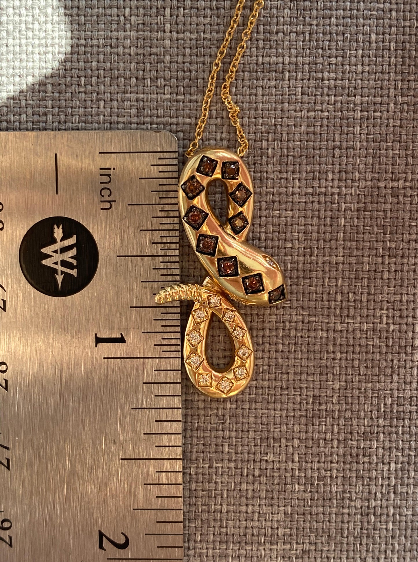 Snake Pendant with Chocolate & White Diamonds