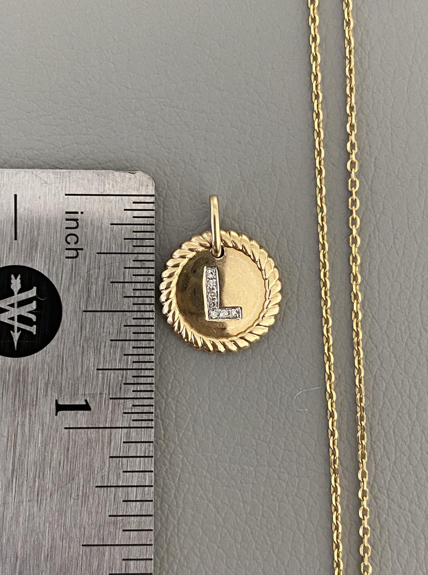 Diamond "L" Token Charm Necklace