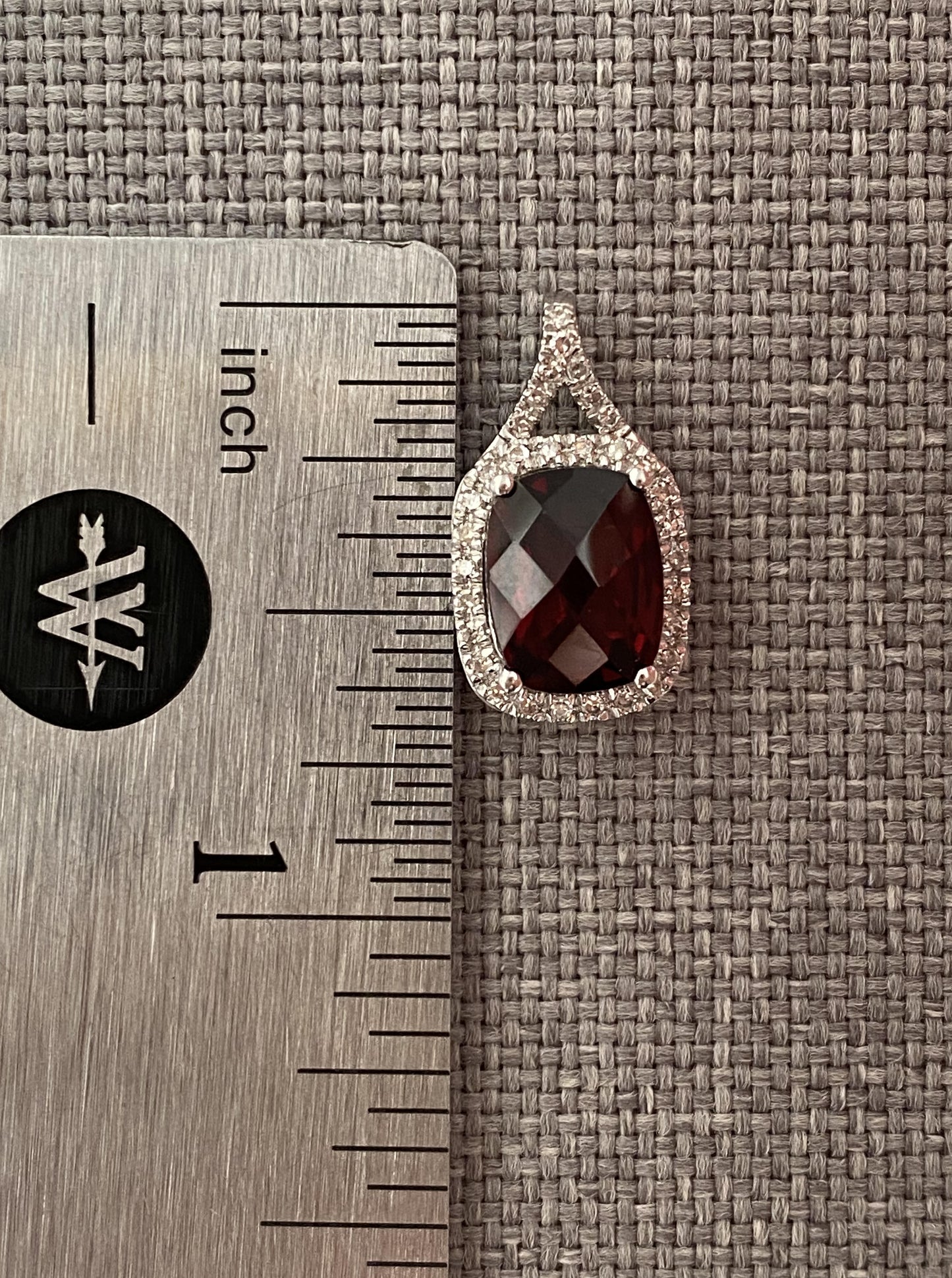 Garnet Pendant With Diamond Halo