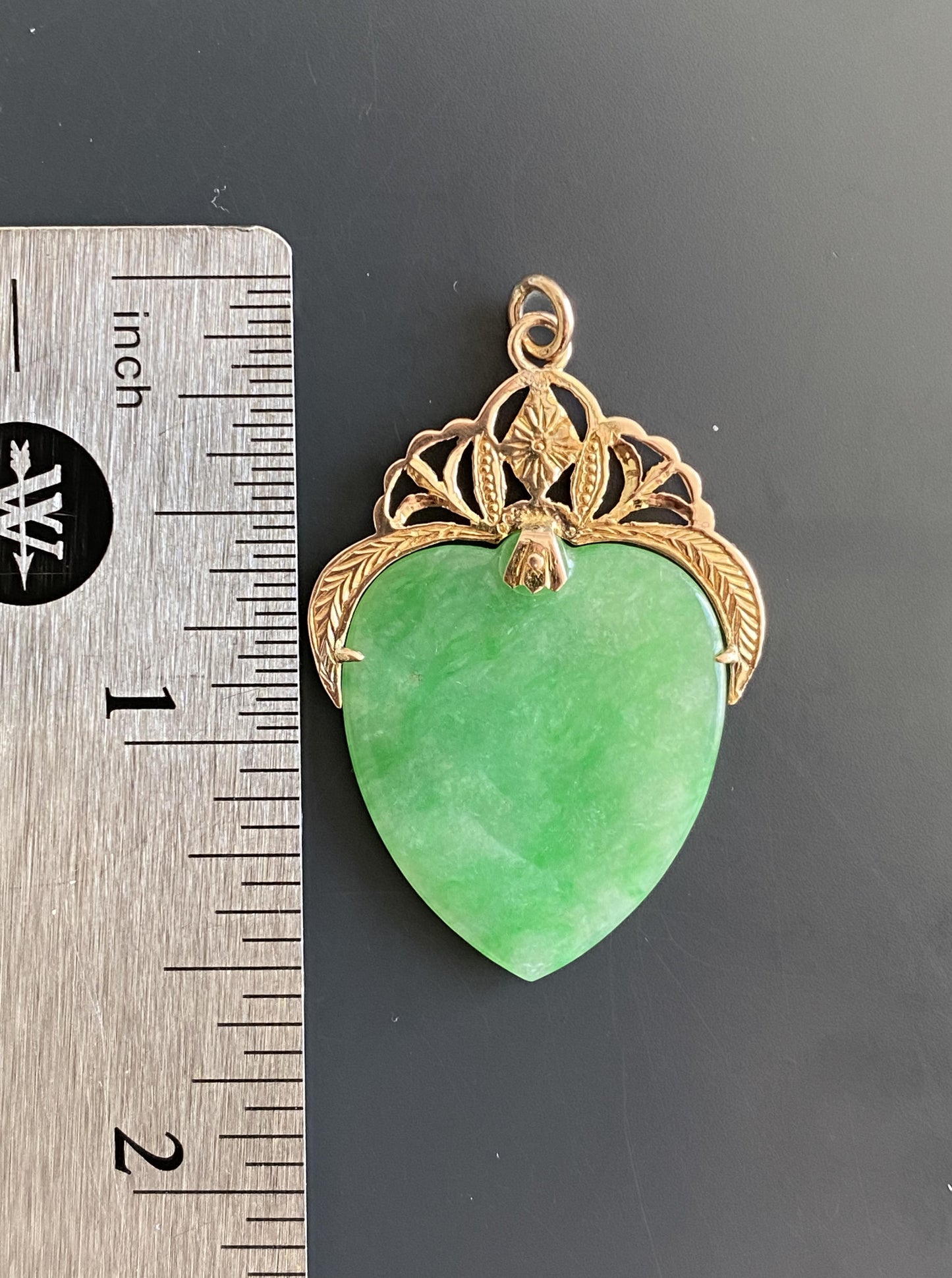 Jade Heart Pendant with Crown Setting