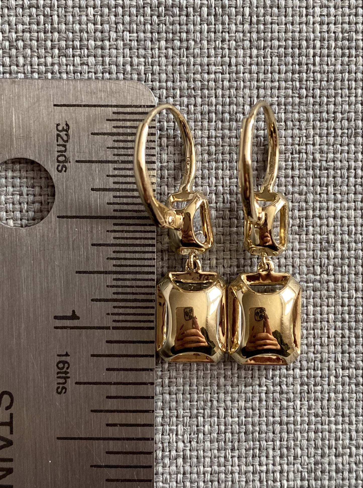 Double Topaz Bezel Dangle Earrings