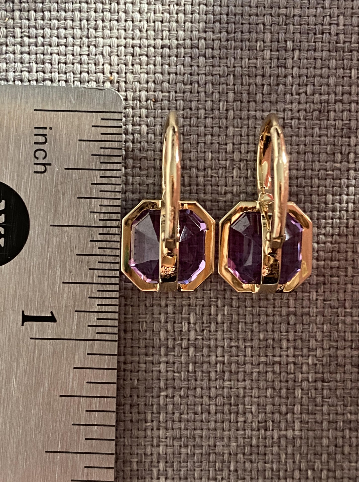 Bezel Amethyst Earrings