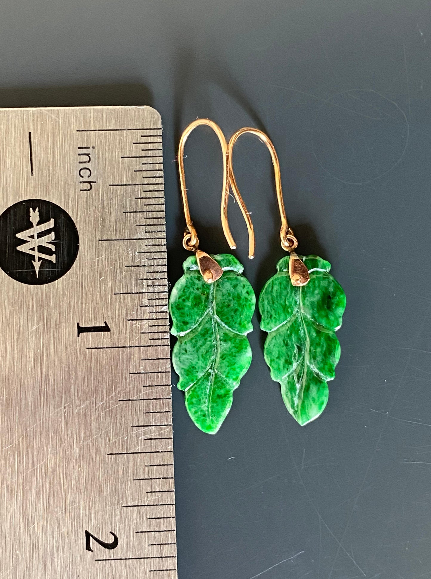 Vintage Leaf Jade Earrings