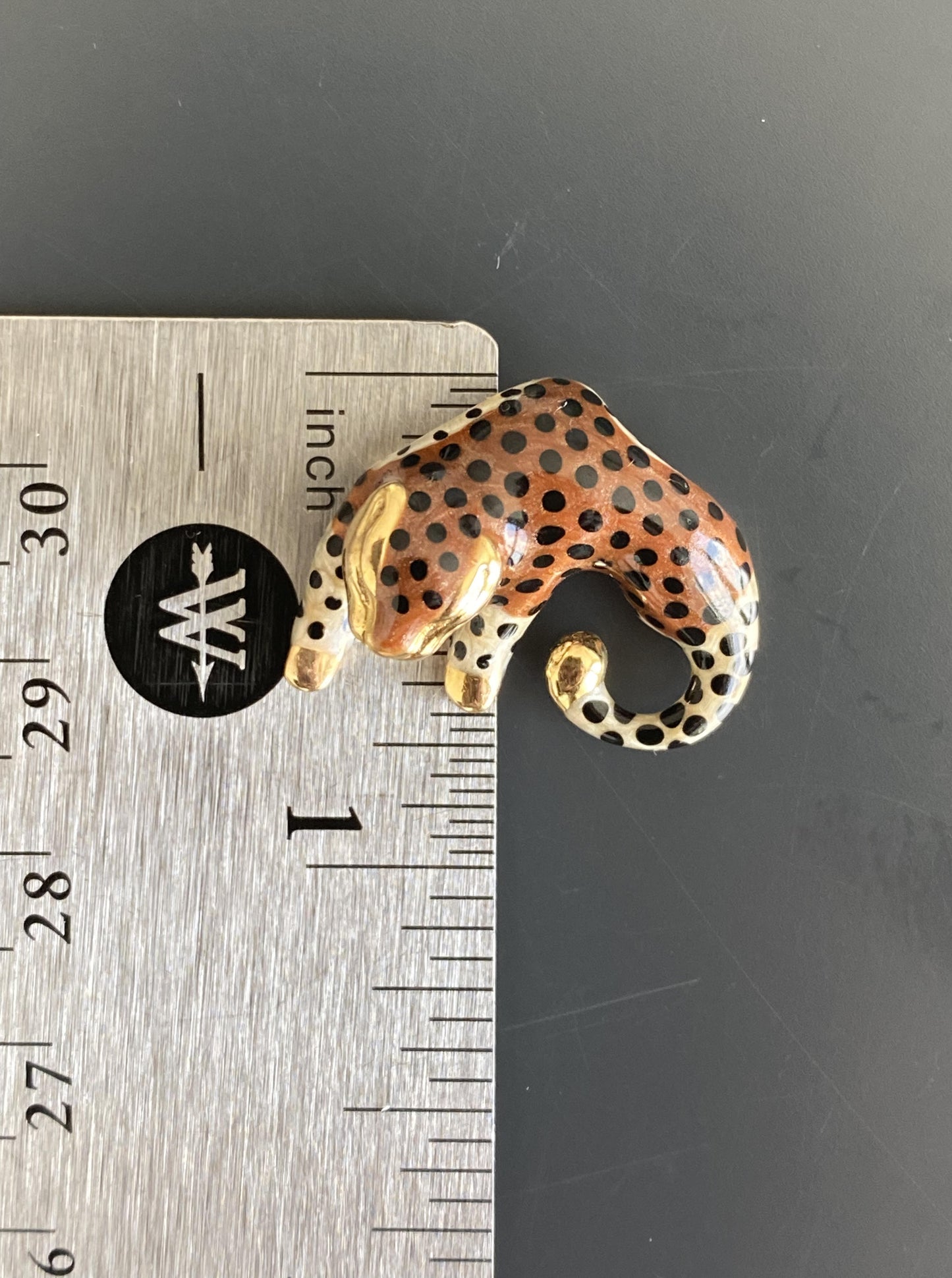 Vintage 14K Enamel Panther Charm Necklace