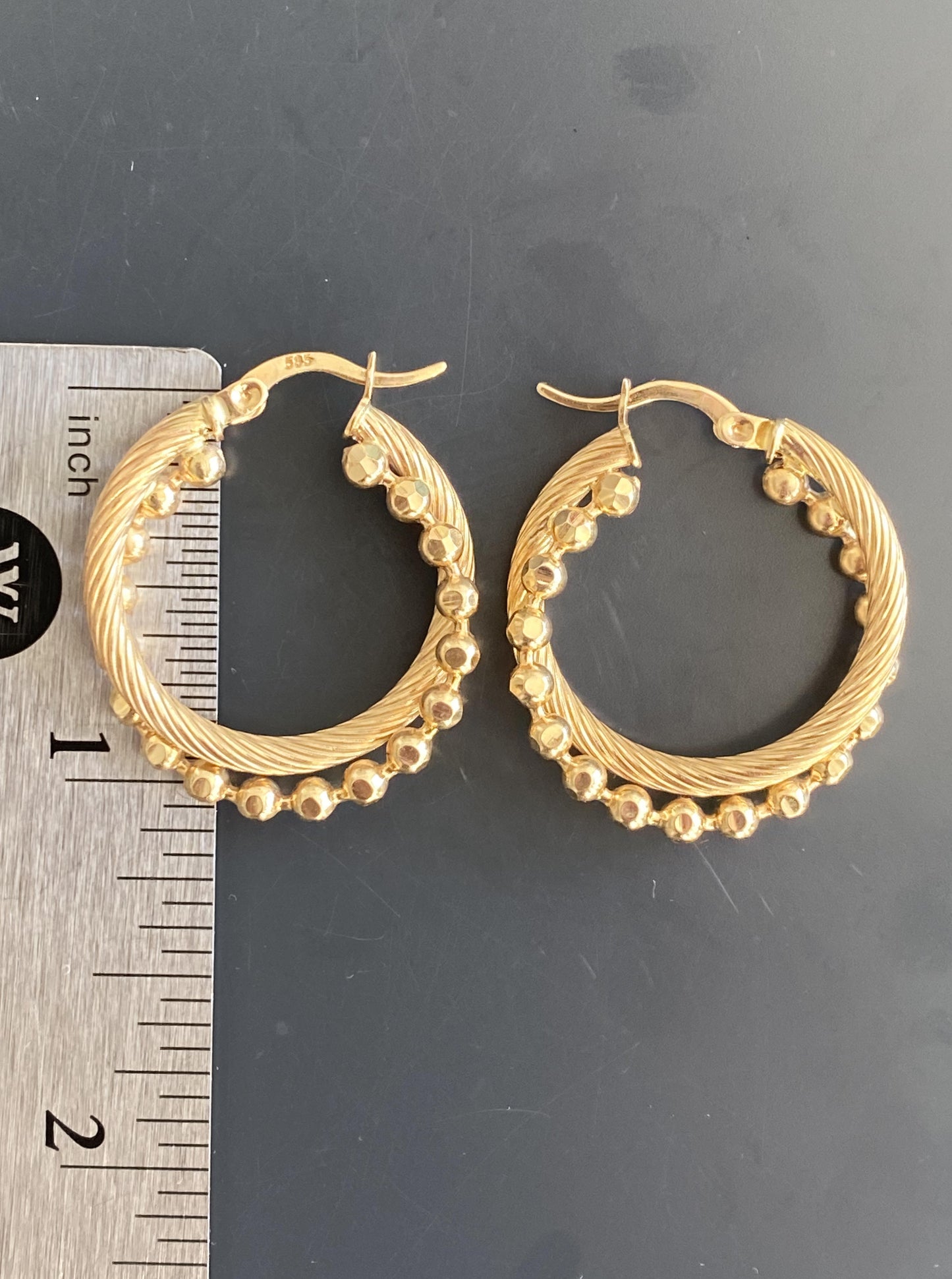 Double Beaded Hoops Earrings
