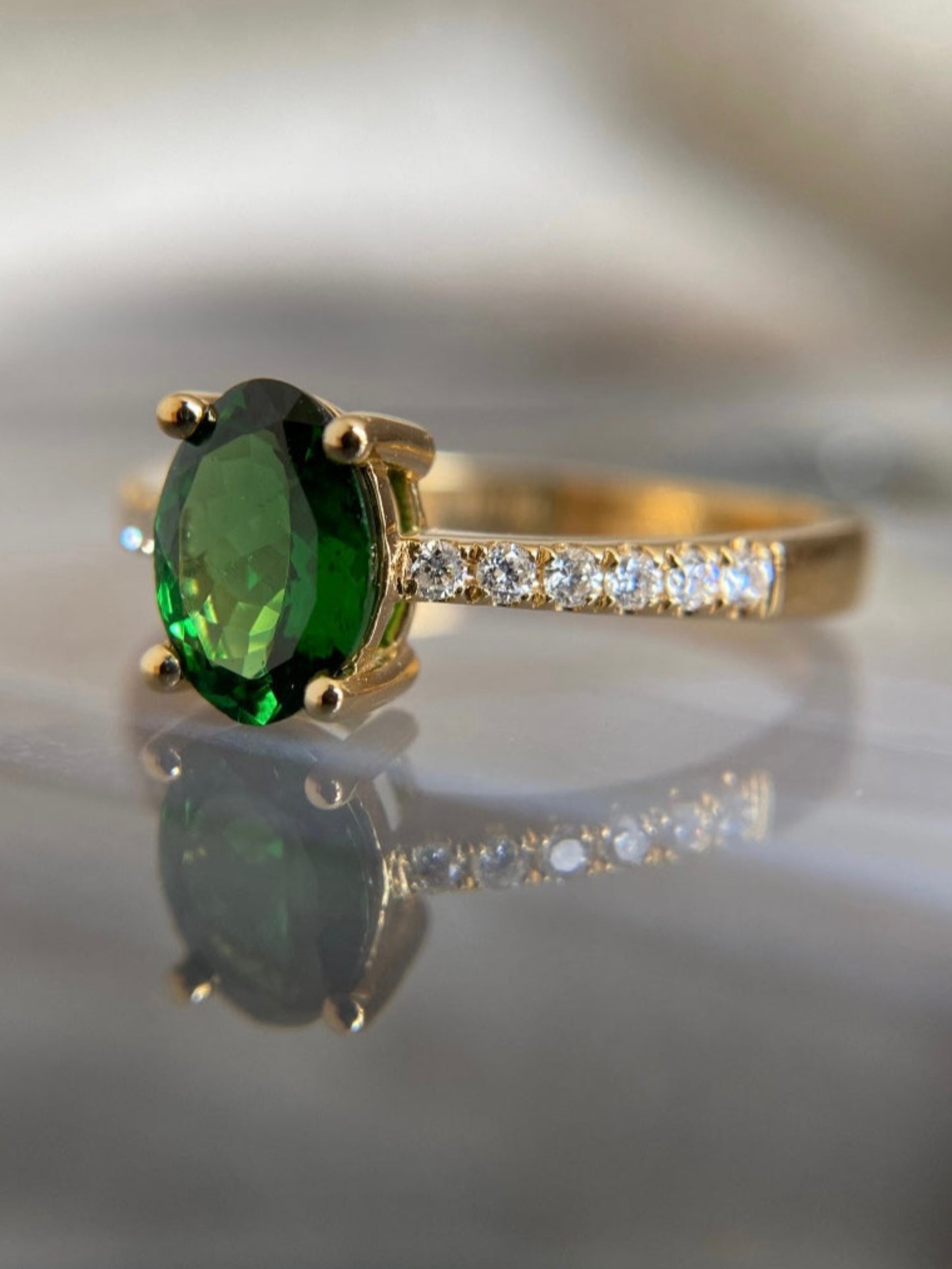 Tsavorite & Diamond Ring