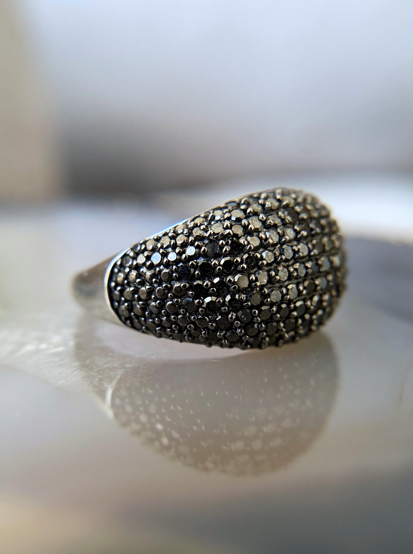 Puffy Black Diamond Ring