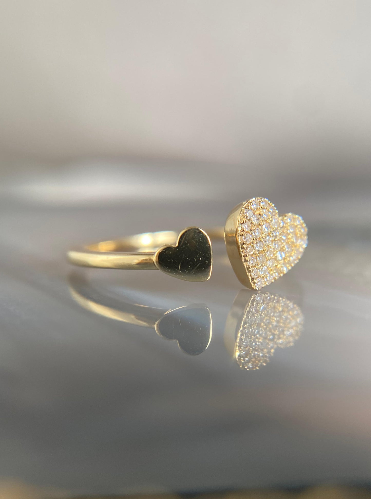 Open Heart Diamond Ring