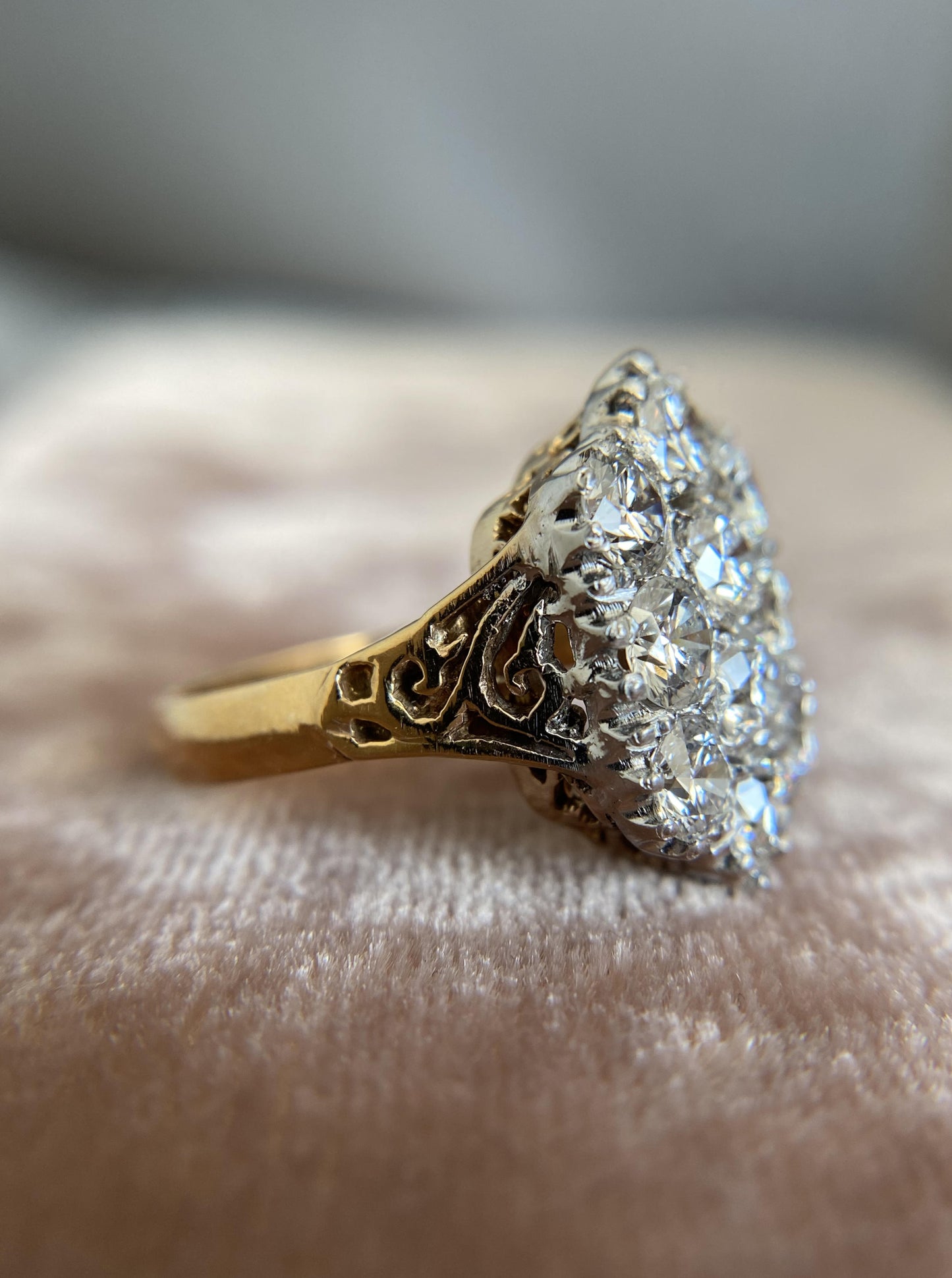 Vintage Big Cluster Diamond Ring