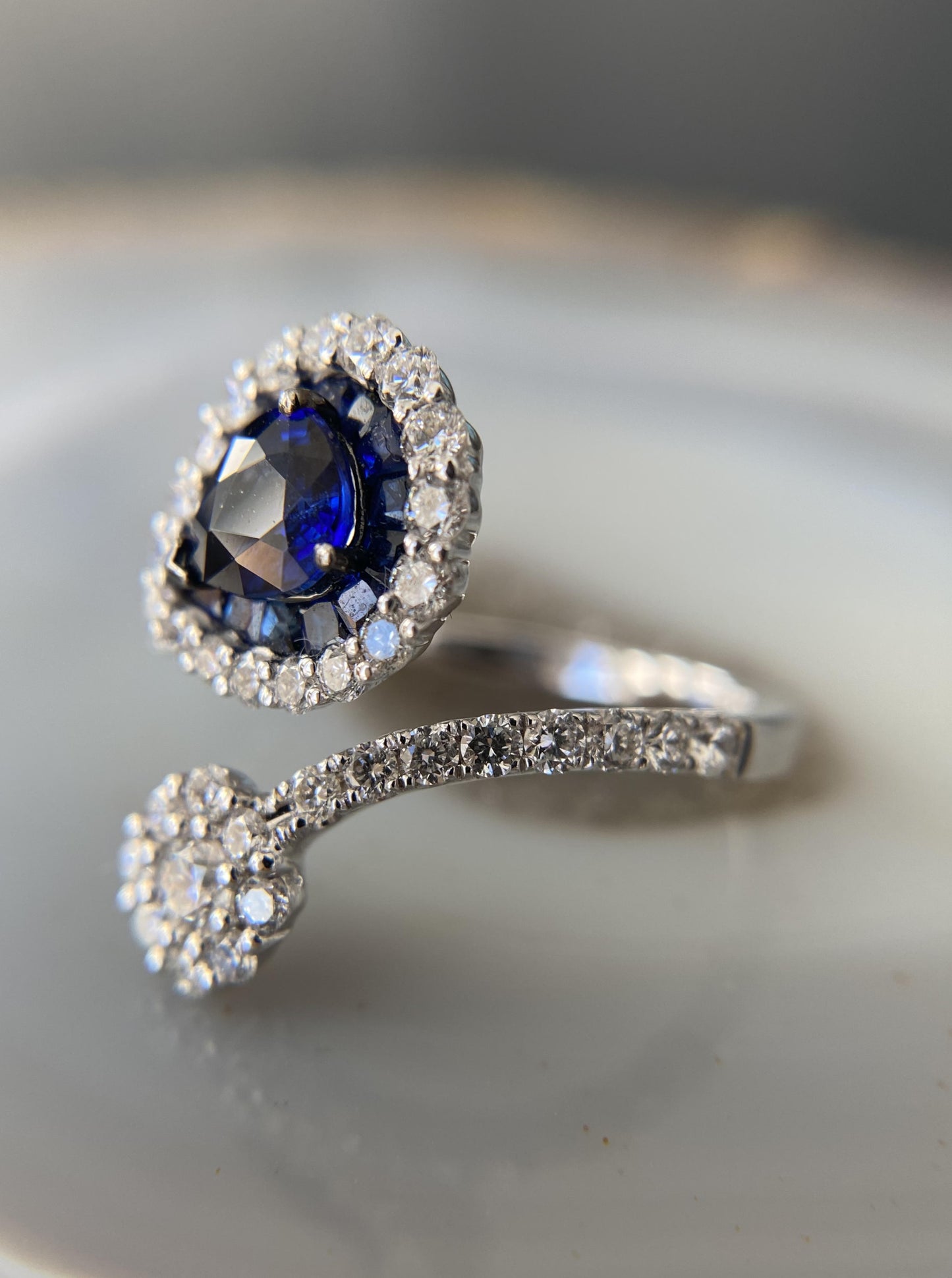 Sapphire and Diamond Toi Et Moi Ring