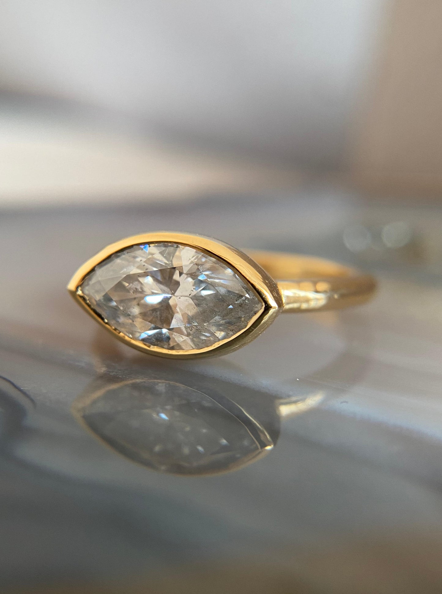 18K Large East West Marquise Diamond Ring