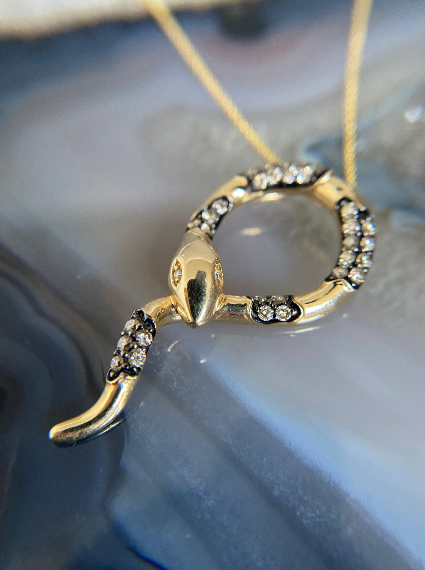 Snake Pendant with Chocolate Diamonds