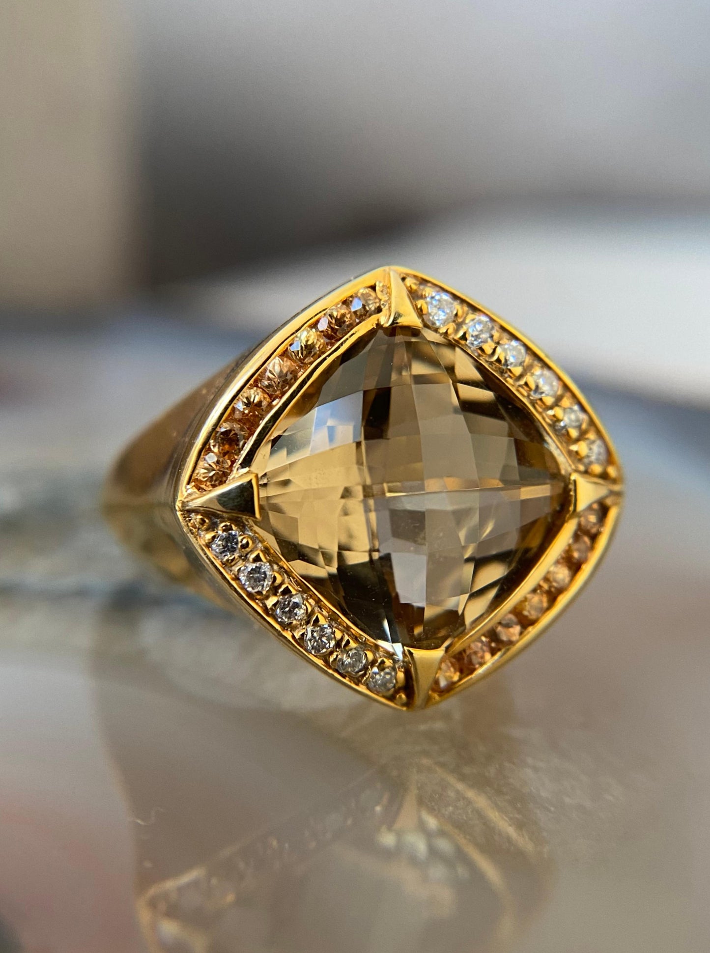 Smokey Quartz Signet Ring