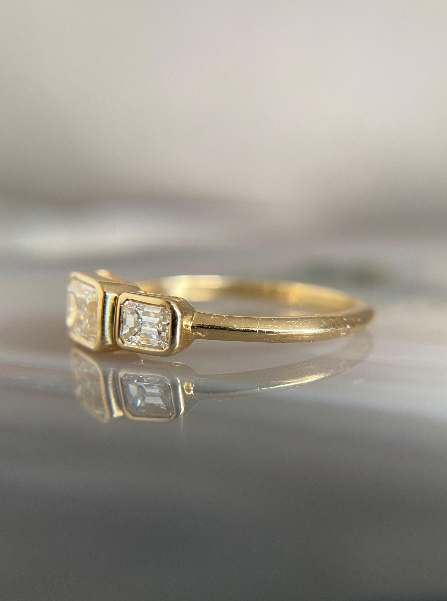 East West Emerald Cut Diamond Ring