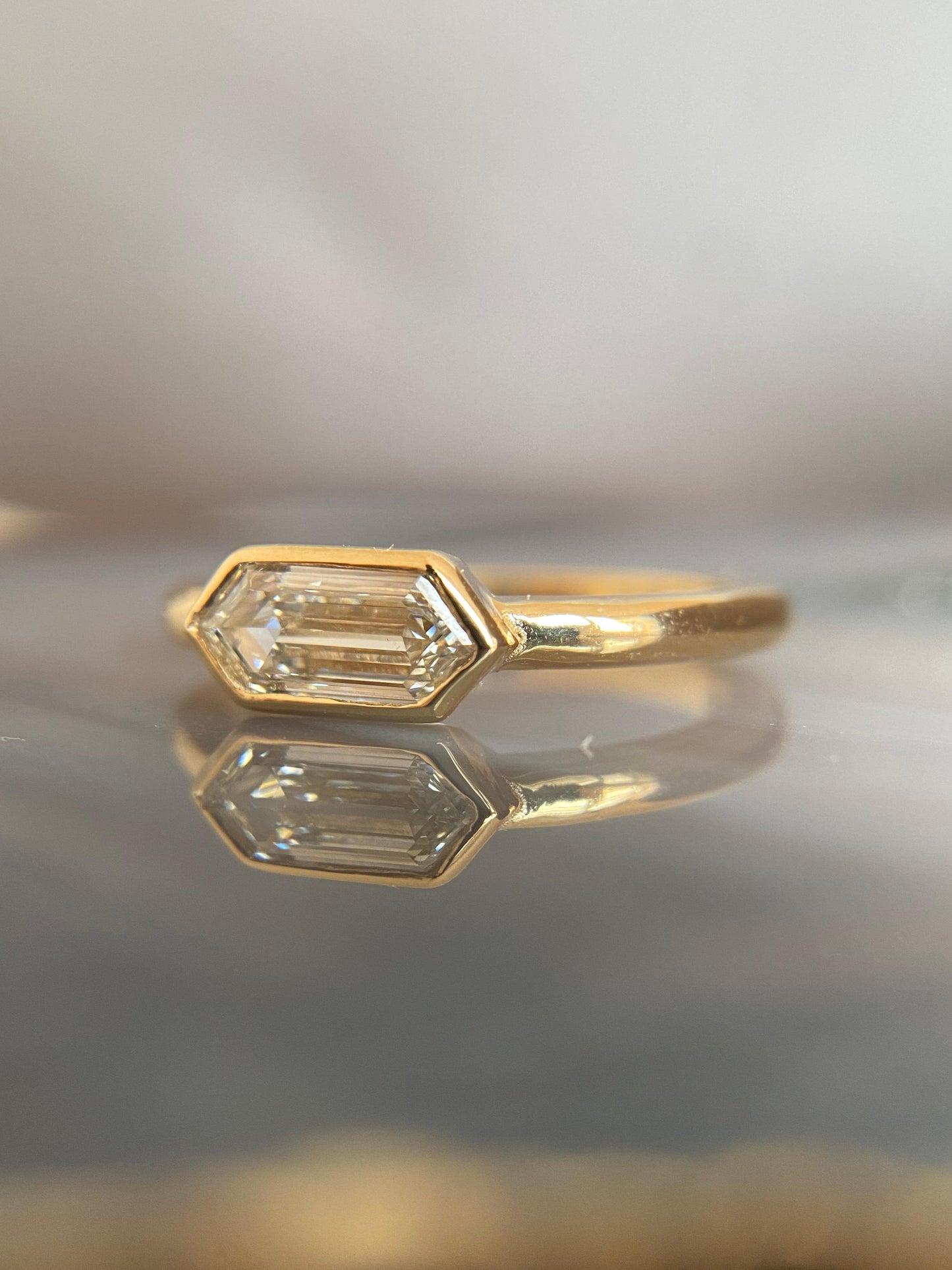 East West Hexagonal Diamond Ring