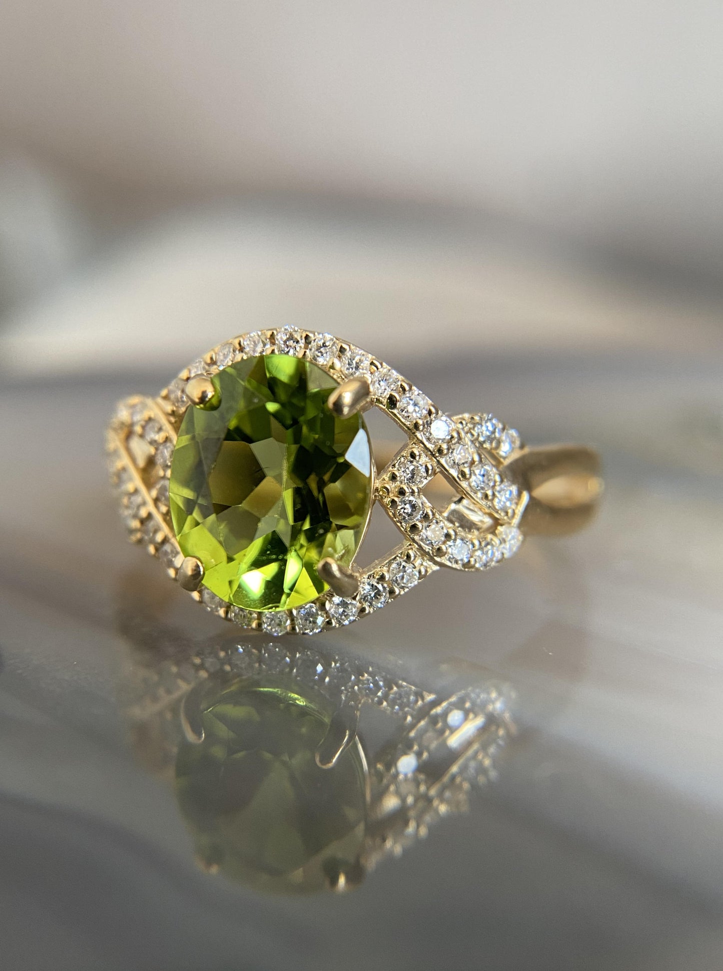 Peridot & Diamond Ring