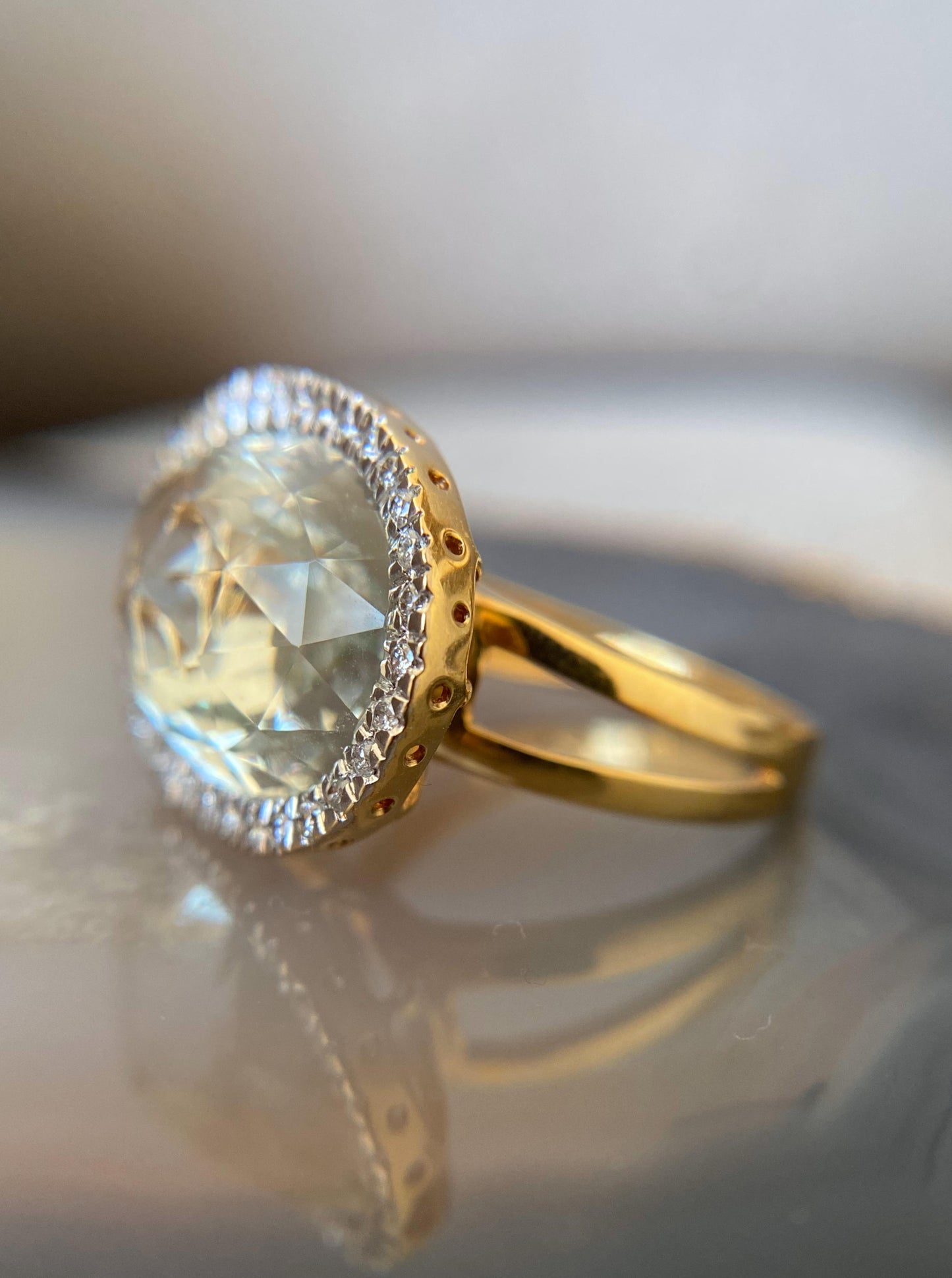 Light Green Amethyst Cocktail Ring