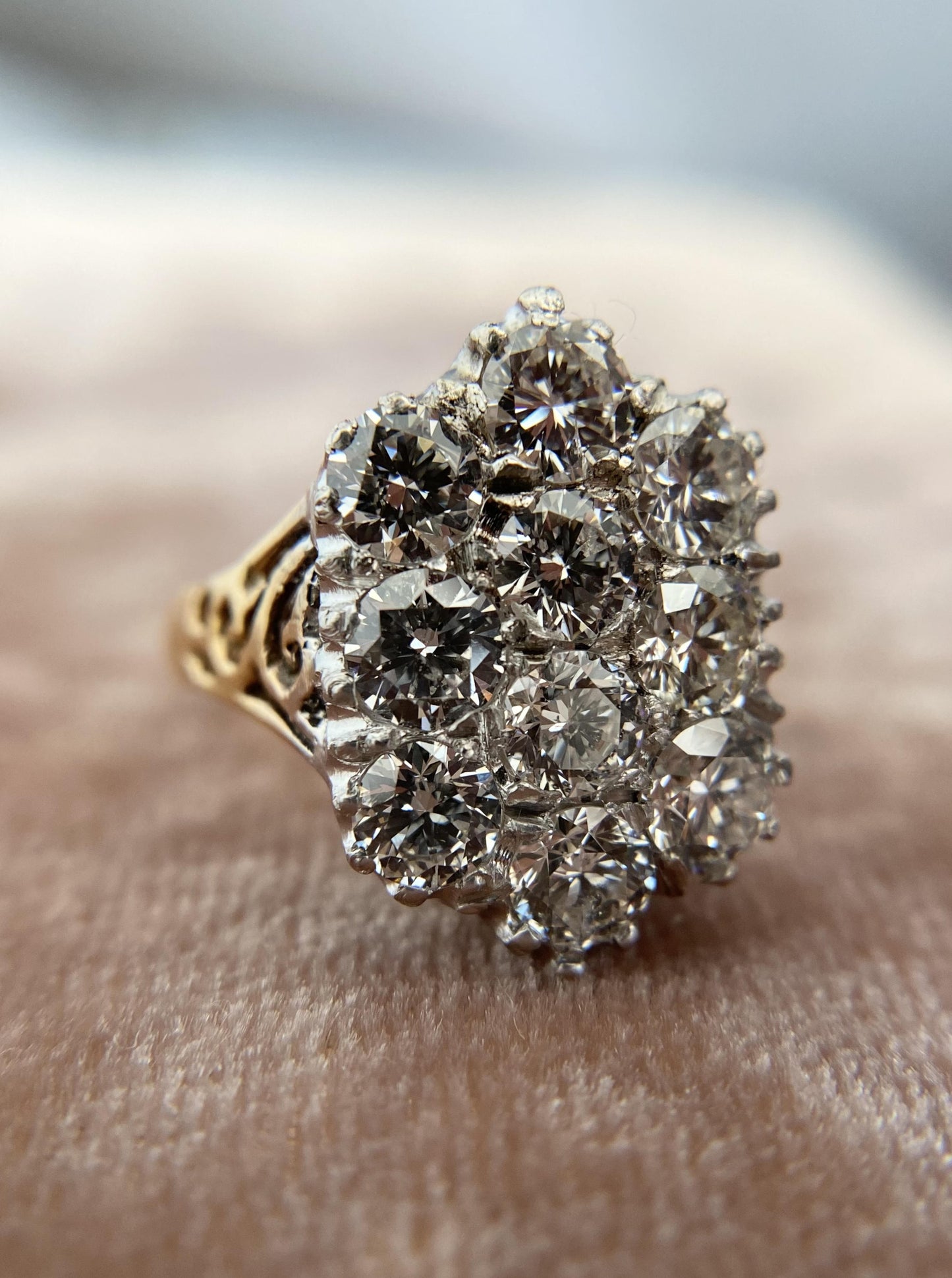 Vintage Big Cluster Diamond Ring