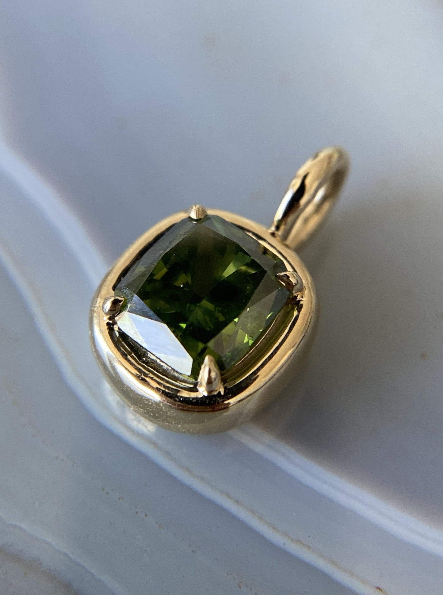 Green Diamond Charm (Cushion Shape)